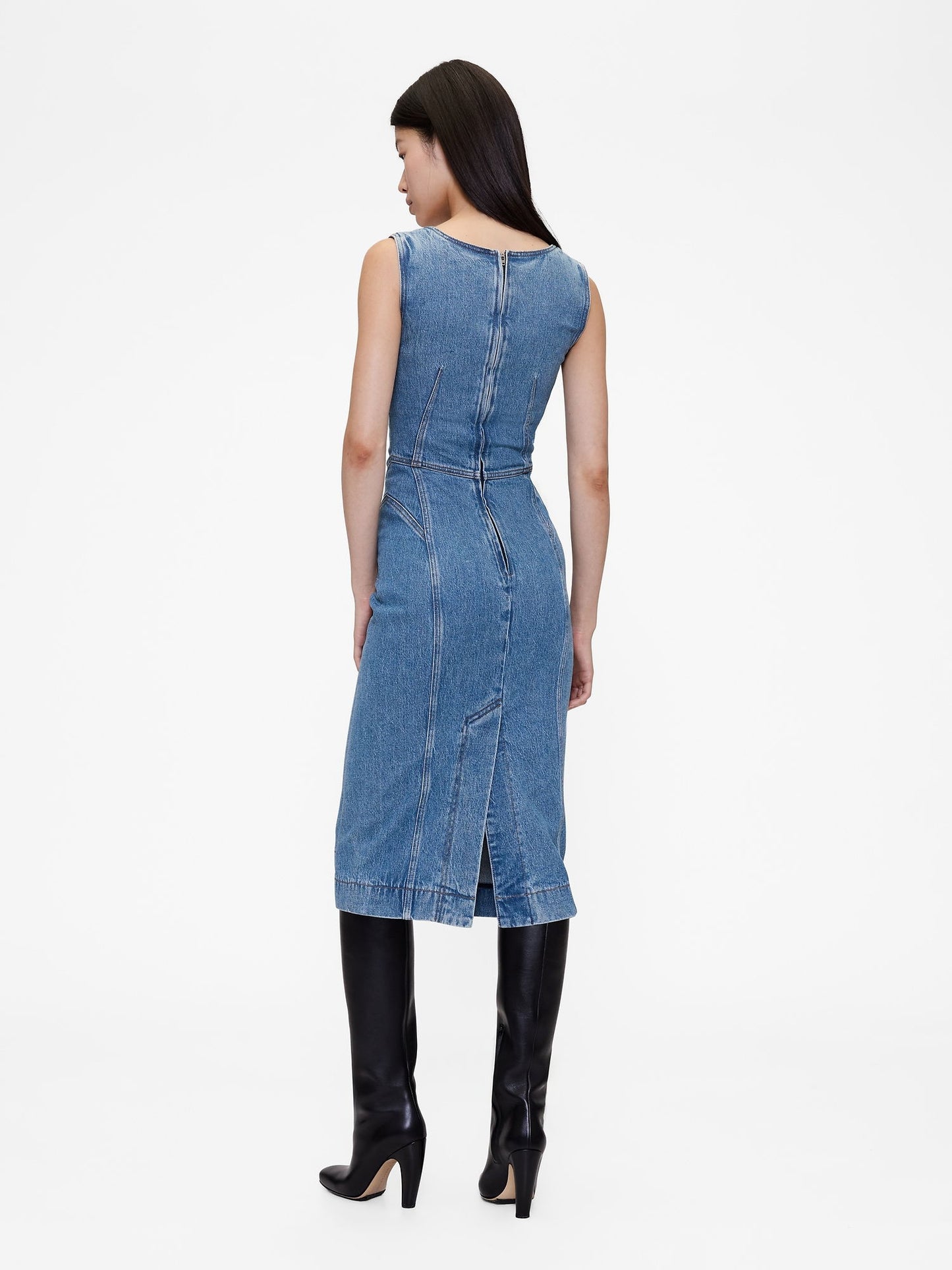Açık Mavi Gapstudio Seamed Denim Midi Elbise