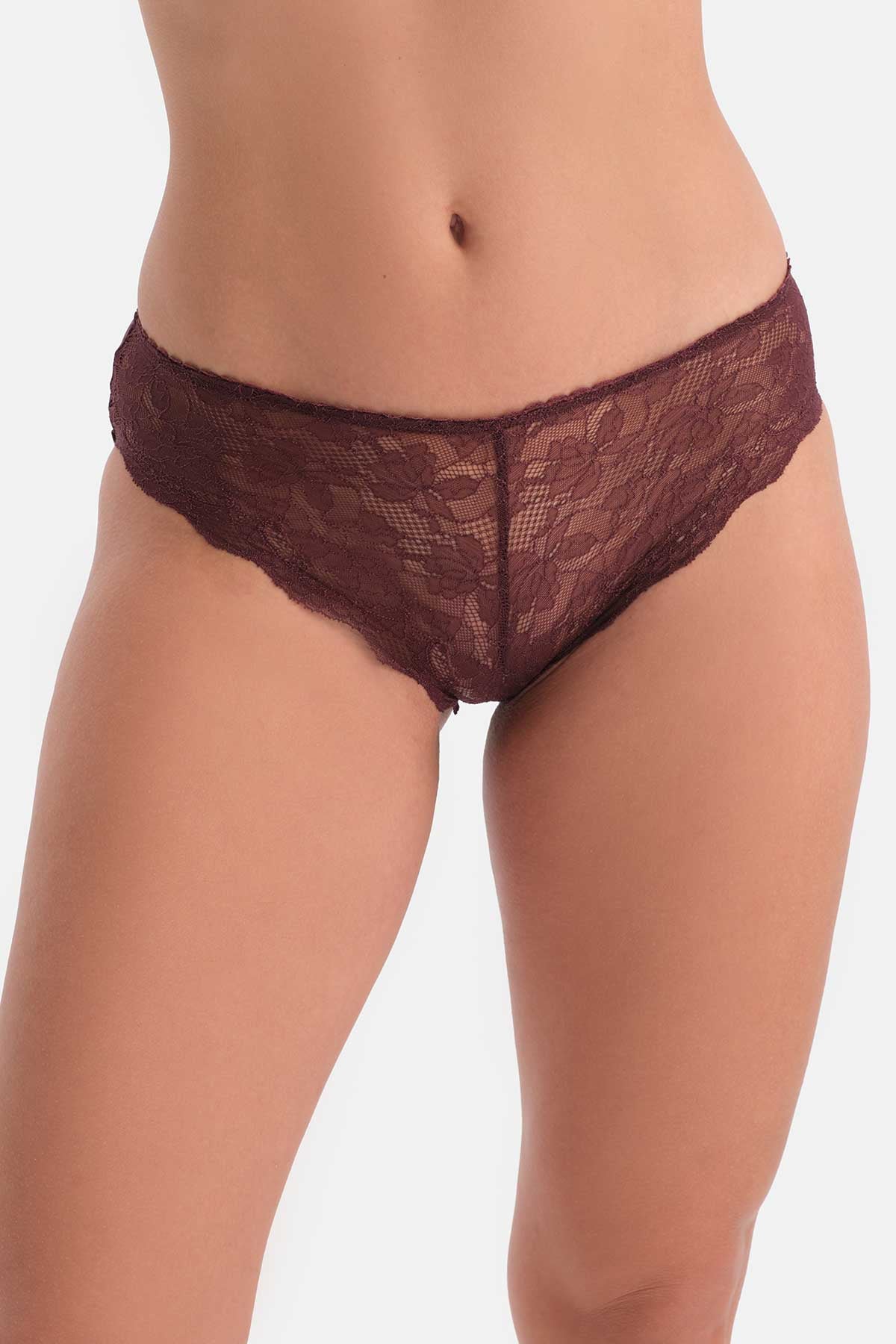 Bordo Dantel Detaylı Sütyen