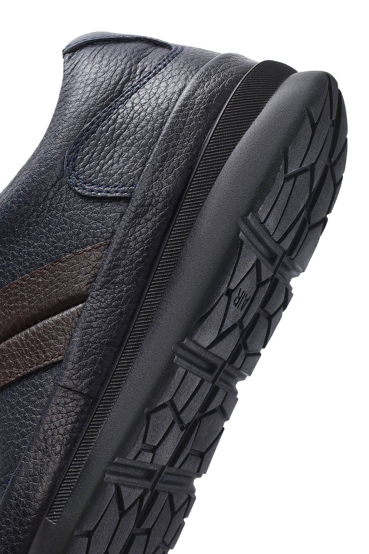 Erkek Lacivert Bağcıklı Deri Casual Sneaker