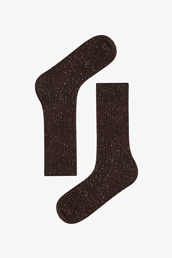 Kahverengi Erkek Ribbed Soket Çorap