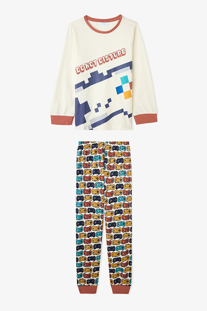 Erkek Çocuk Gaming Baskılı Uzun Kollu Pamuklu 2'li Pijama Takımı