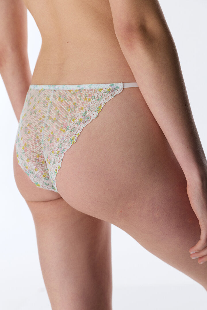Açık Mint Floral Slip Külot