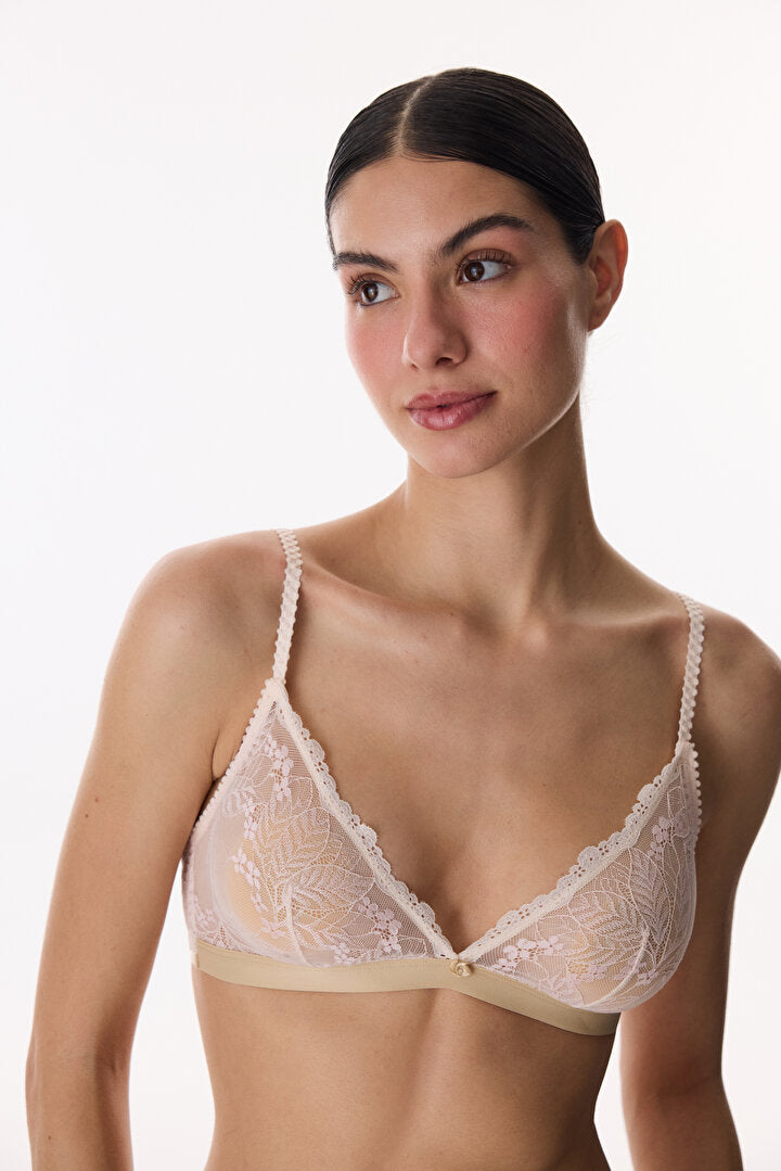 Bej Üçgen Lace Dantel Sütyen