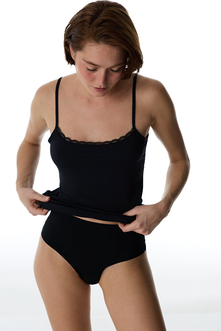 Siyah Micro Lace Dantel Atlet