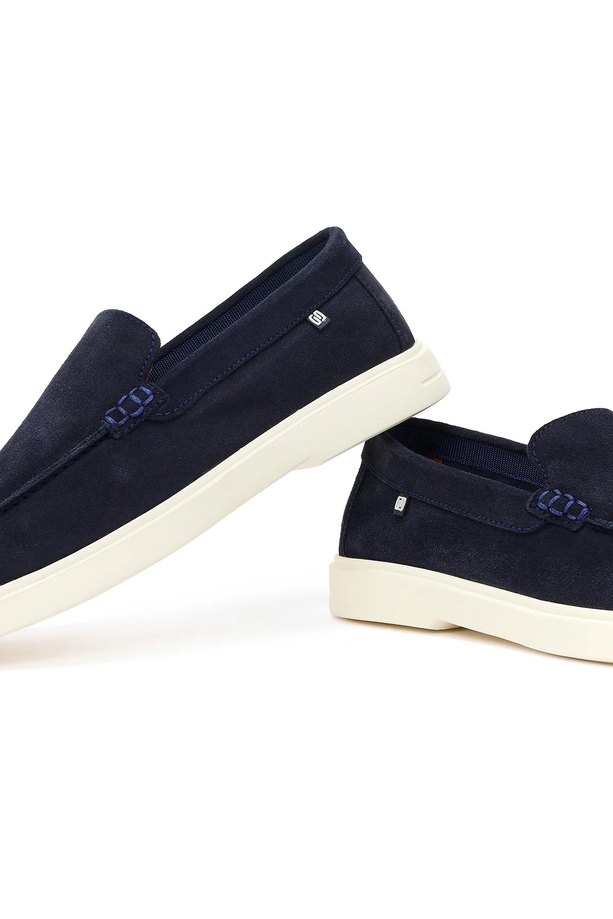 Erkek Lacivert Süet Deri Casual Loafer