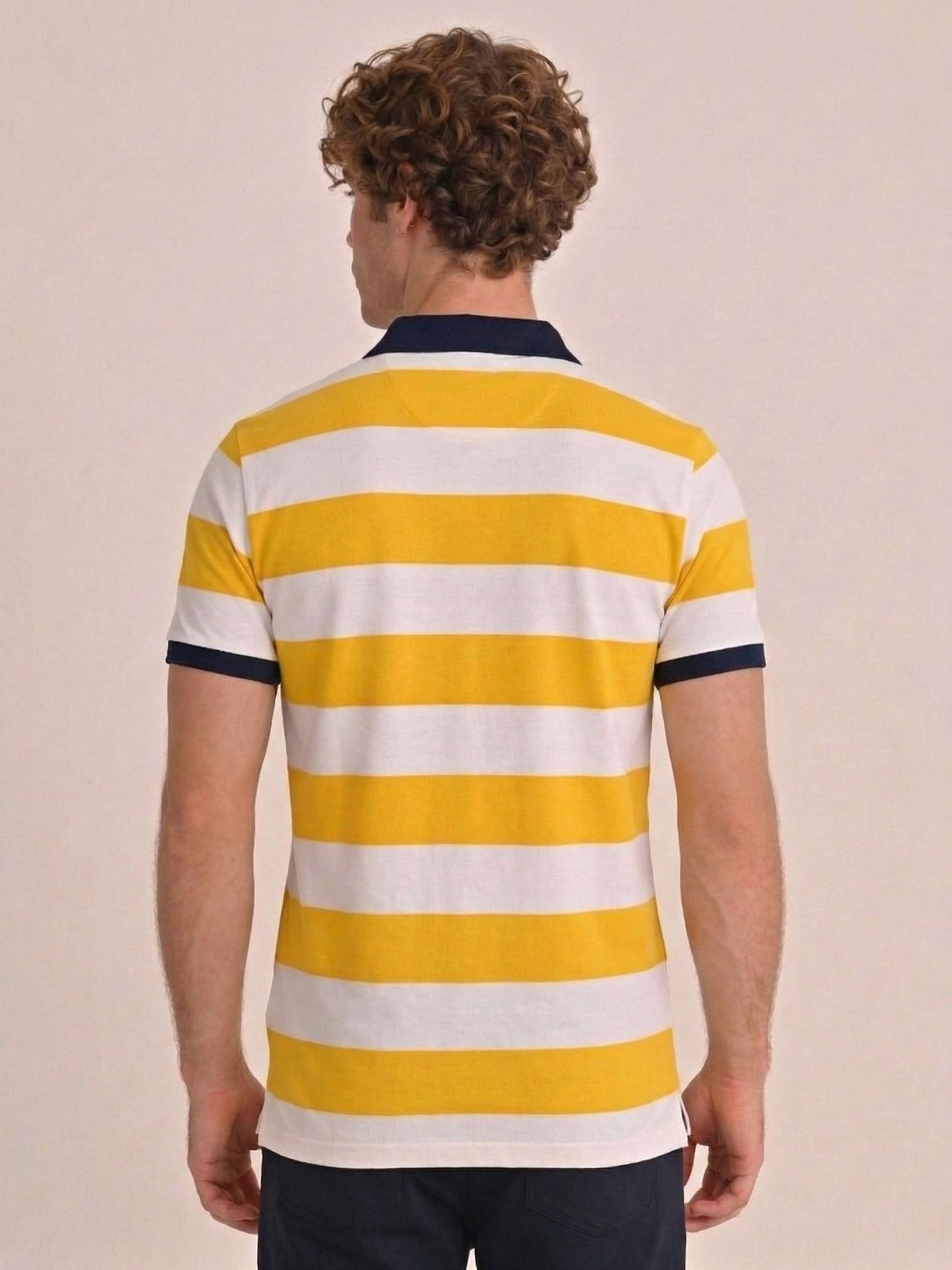 Fenerbahçe Sarı Beyaz Kolej Ringel Erkek Polo Tshirt