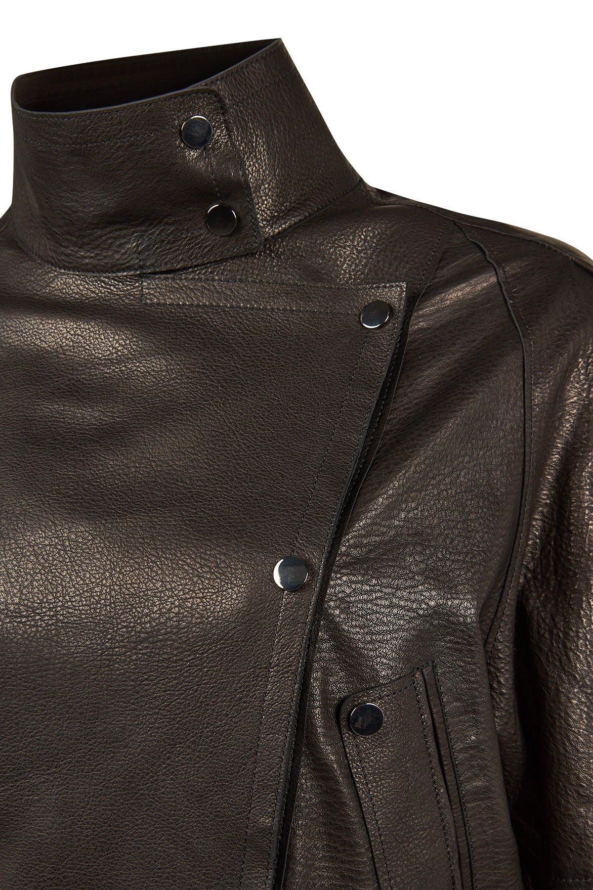 Torino Kadın Siyah Biker Oversize Deri Ceket