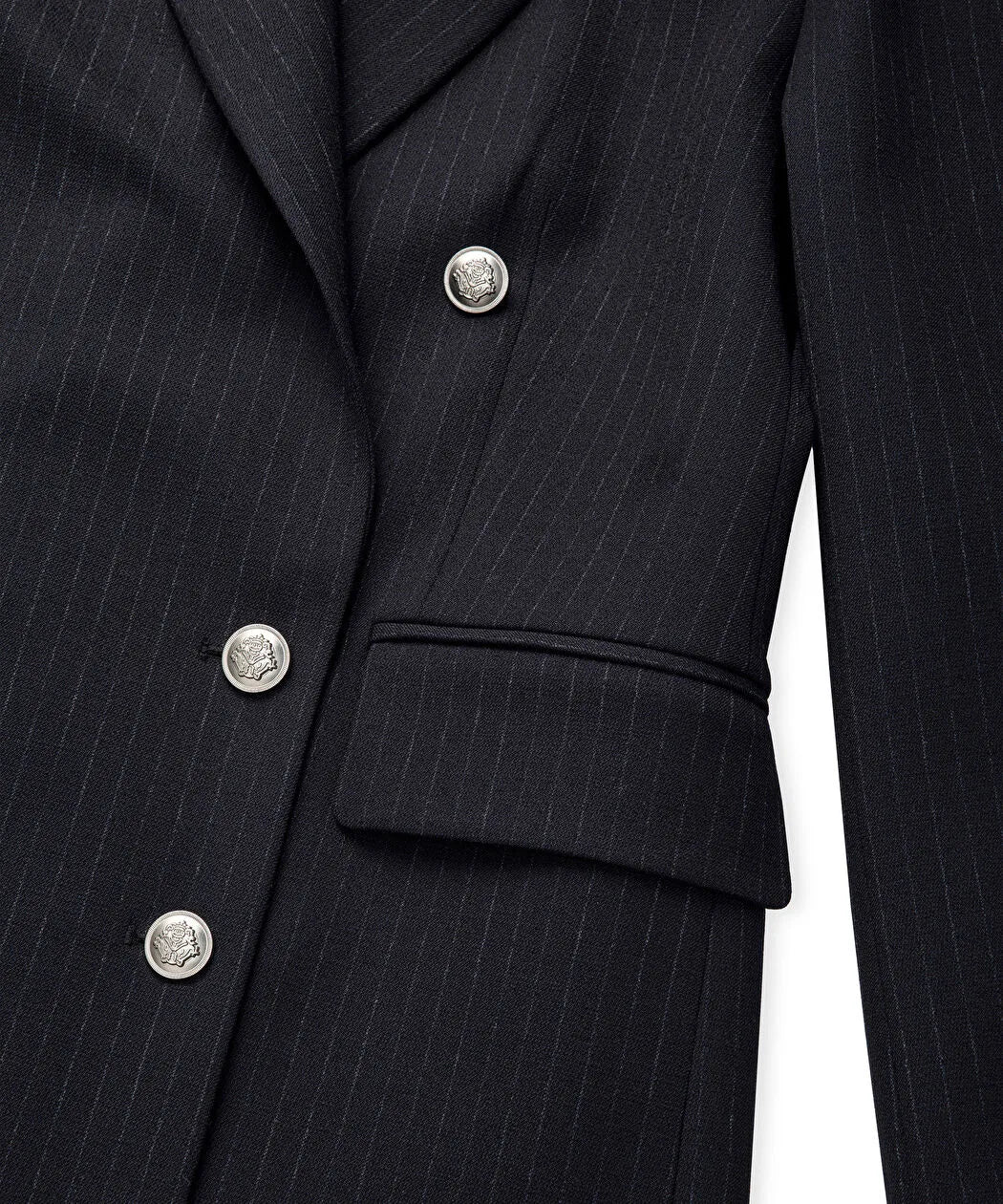 Lacivert Çizgi Desen Metal Düğmeli Blazer Is1260106009015 | Ipekyol