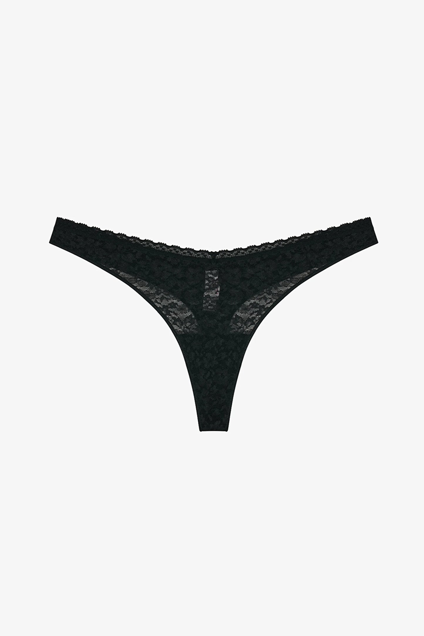 Siyah Easy Lace Dantel V Model Tanga Külot