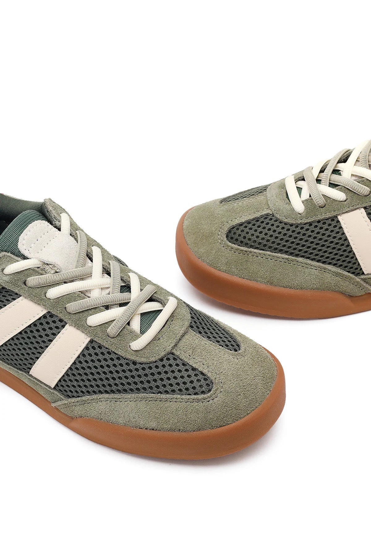 Kadın Yeşil Bağcıklı Deri Sneaker