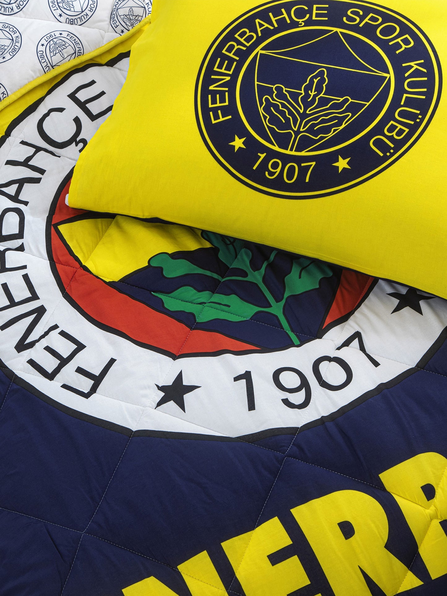 Fenerbahçe Sarı Lacivert Logo Tek Kişilik Yorgan Seti