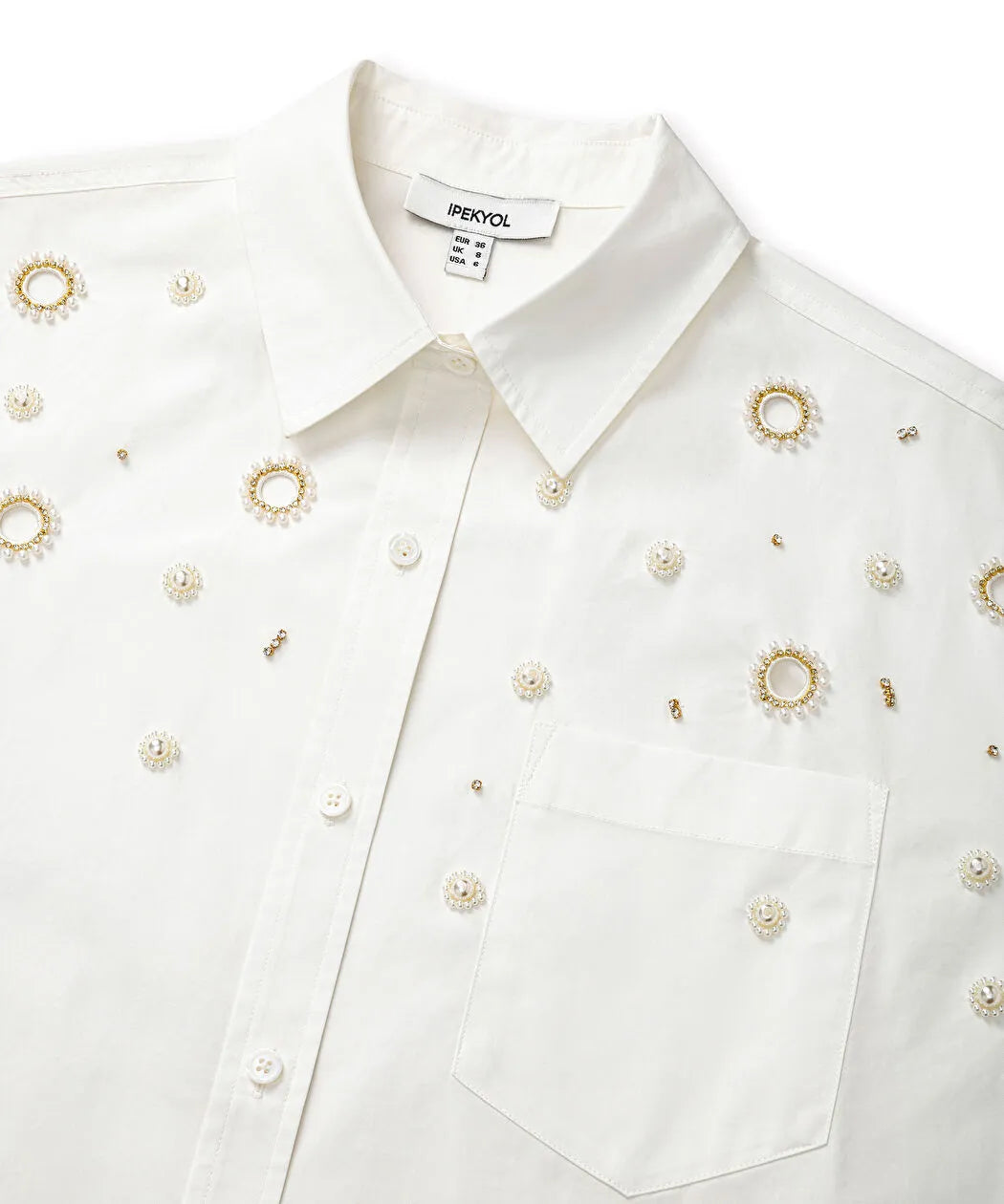 Beyaz Nakışlı Cutout Poplin Gömlek Is1260025244002 | Ipekyol
