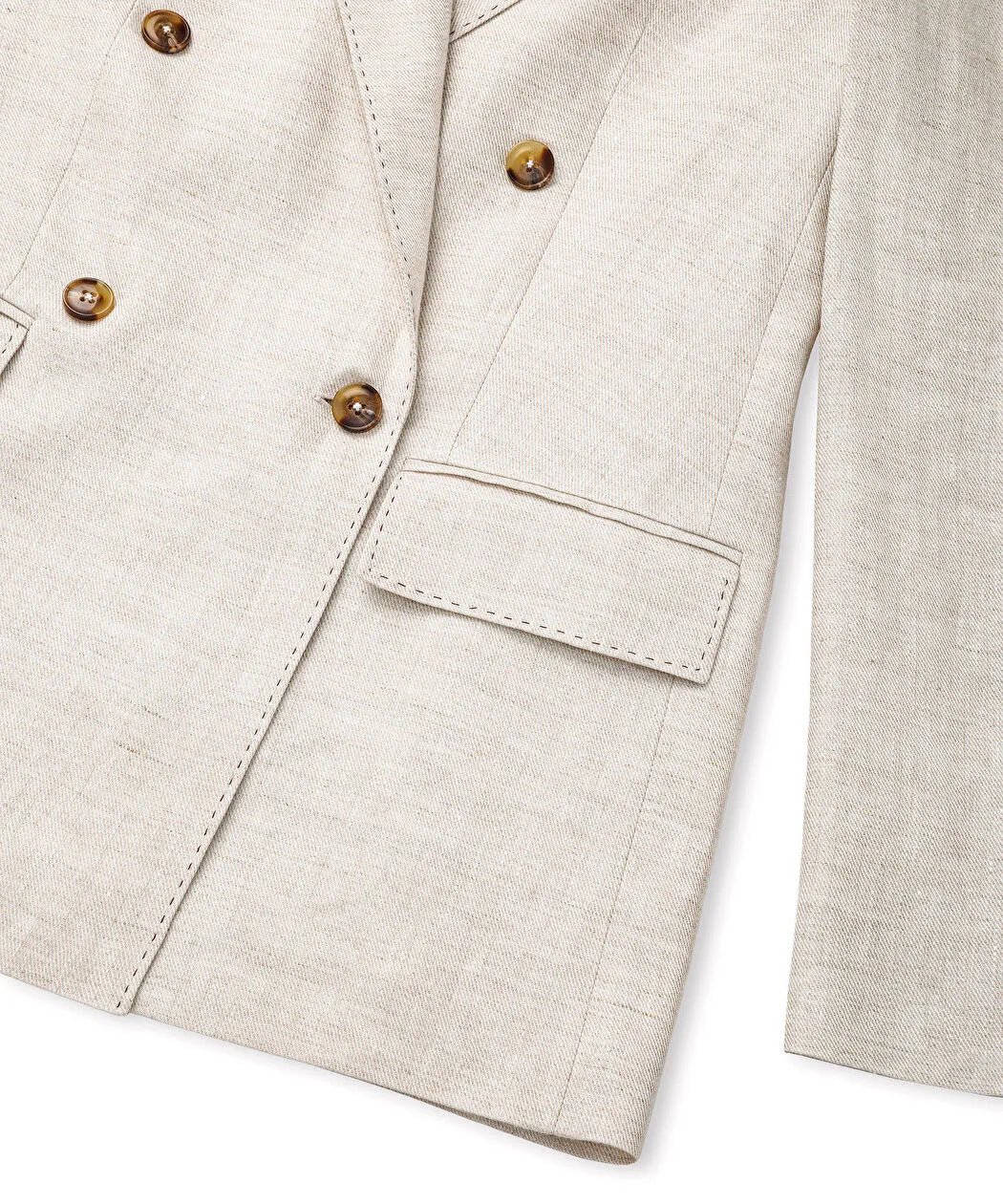 Ekru Vatkalı Keten Blazer Is1260106029030 | Ipekyol