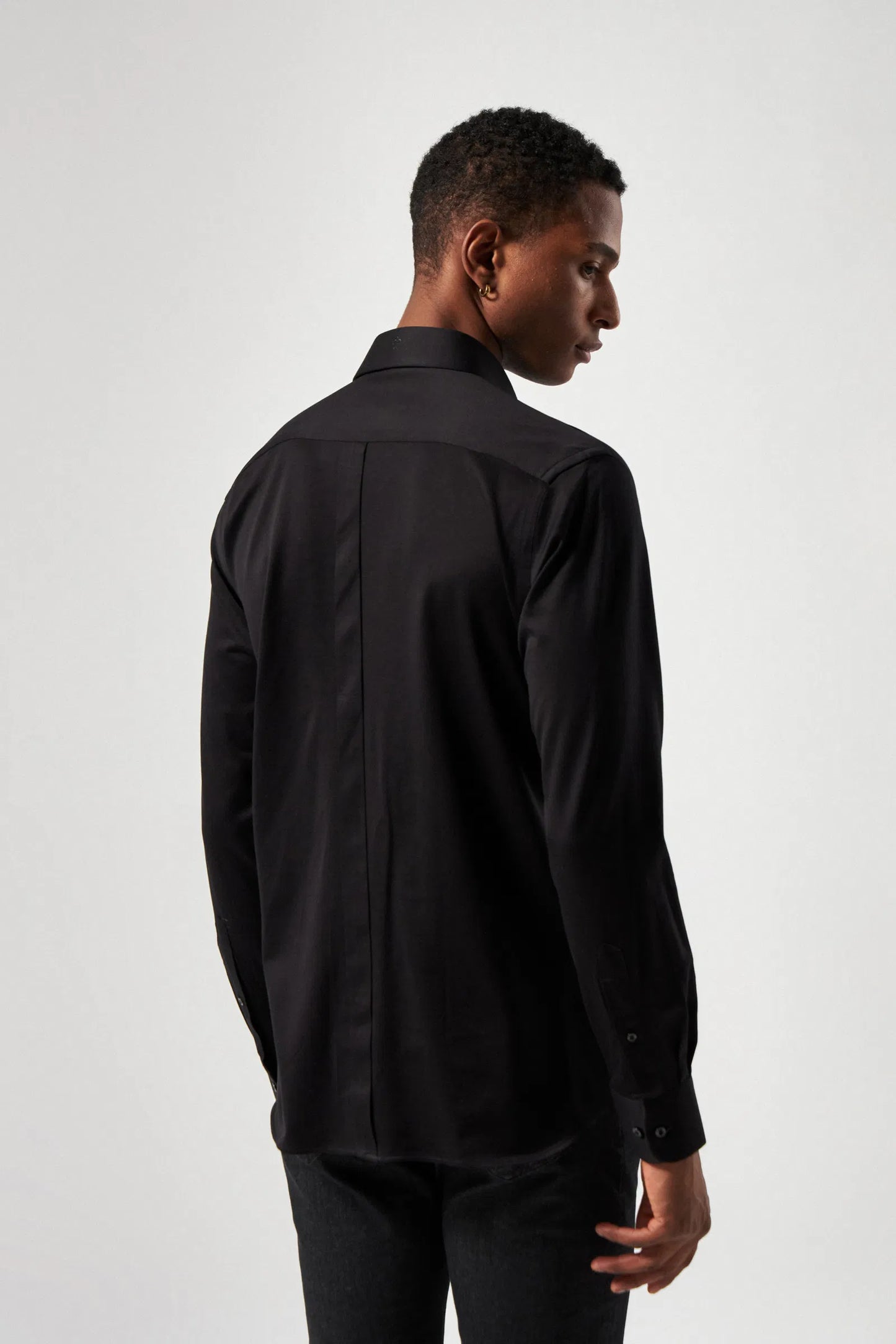 Damat Slim Fit Siyah Oxford Örme Gömlek