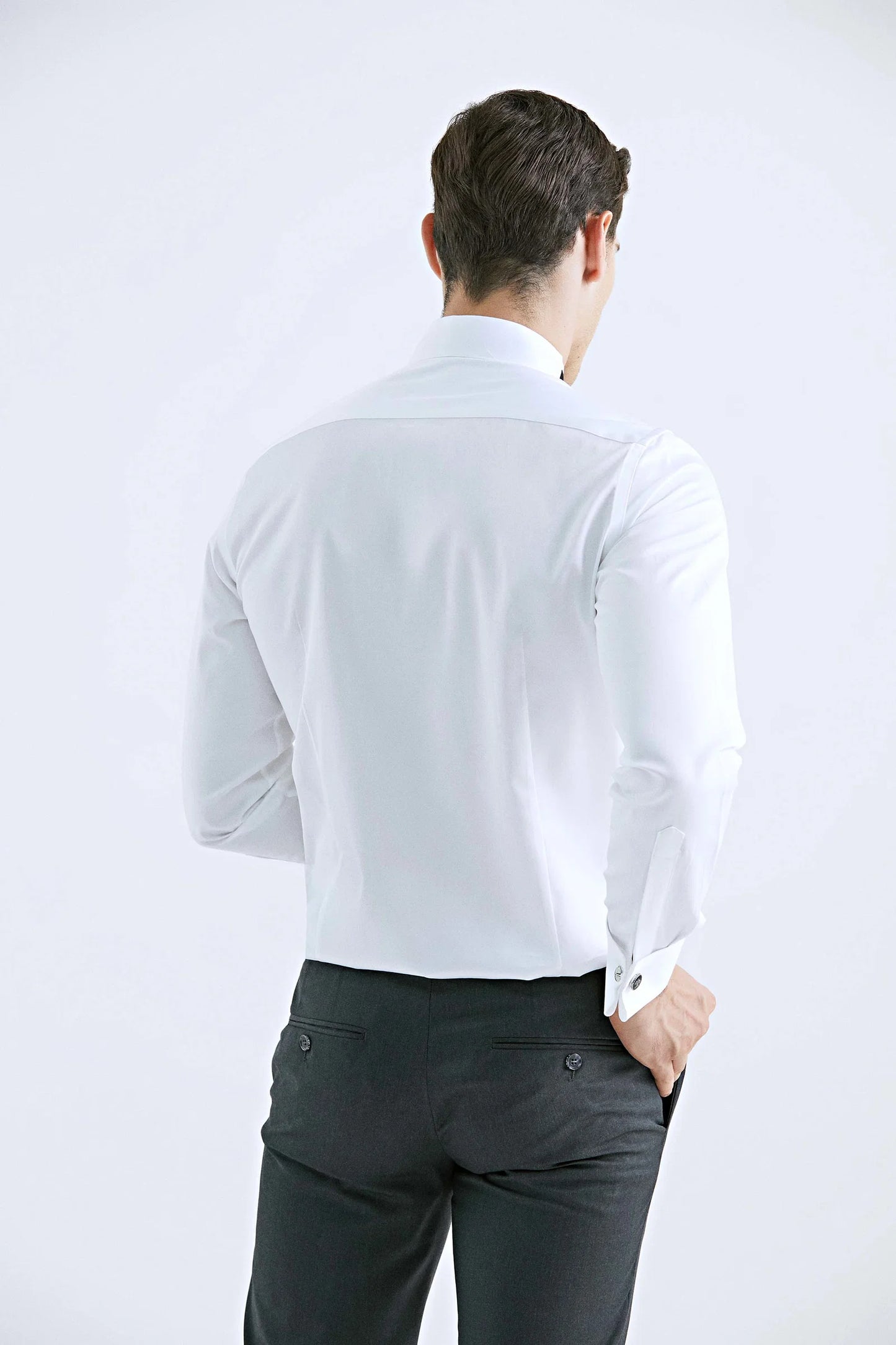 Damat Slim Fit Beyaz Düz Nano Care Smokin Gömlek
