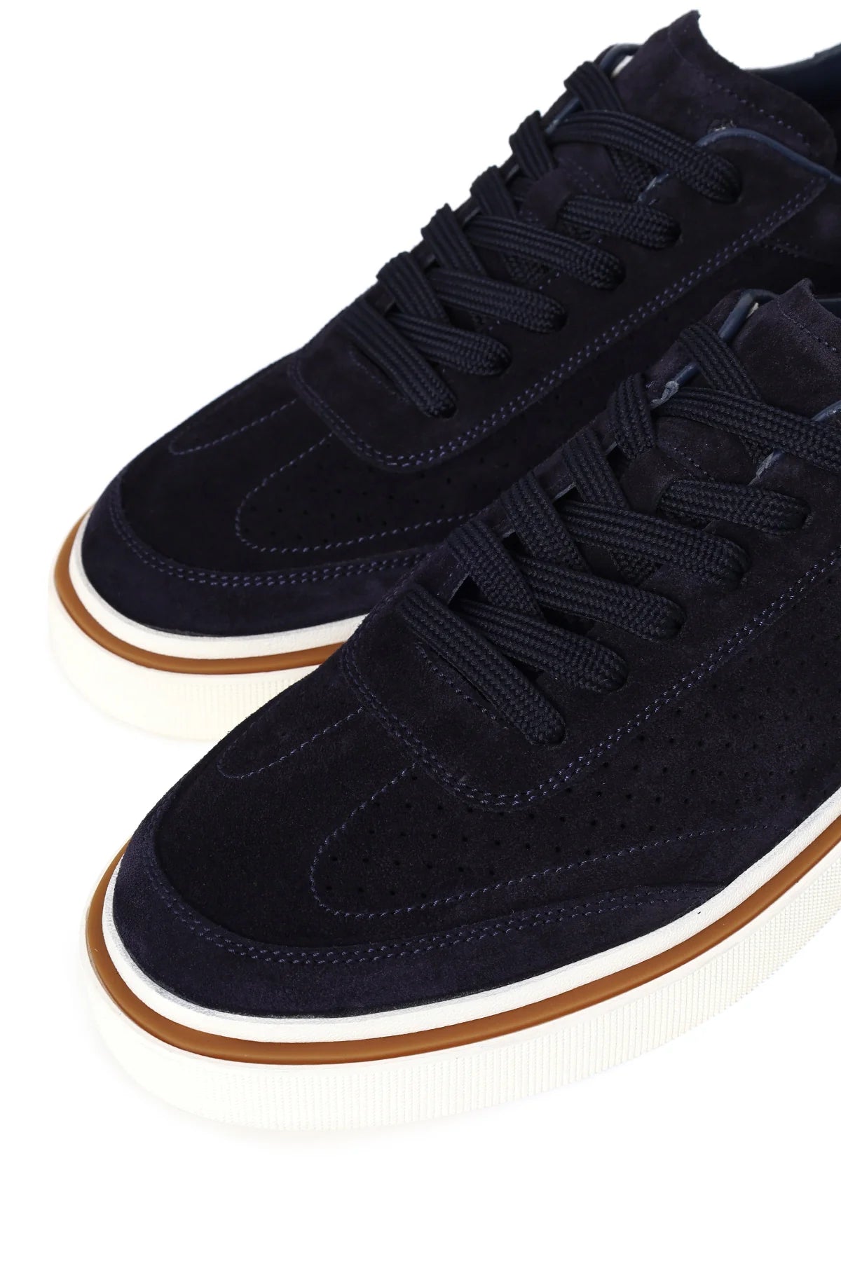 Erkek Lacivert Bağcıklı Kalın Tabanlı Süet Deri Sneaker