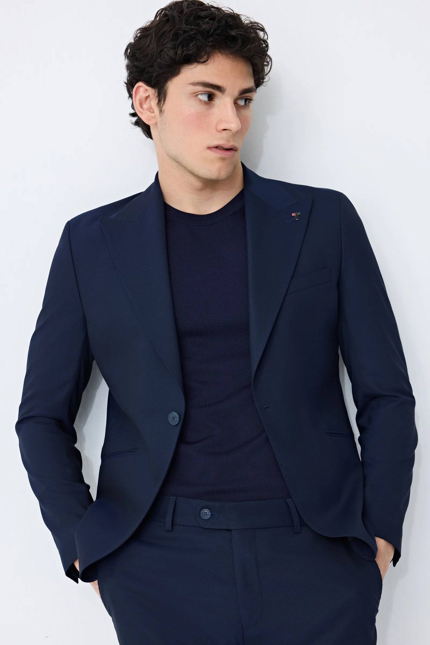 Tween Slim Fit Lacivert Armürlü Takim Elbise
