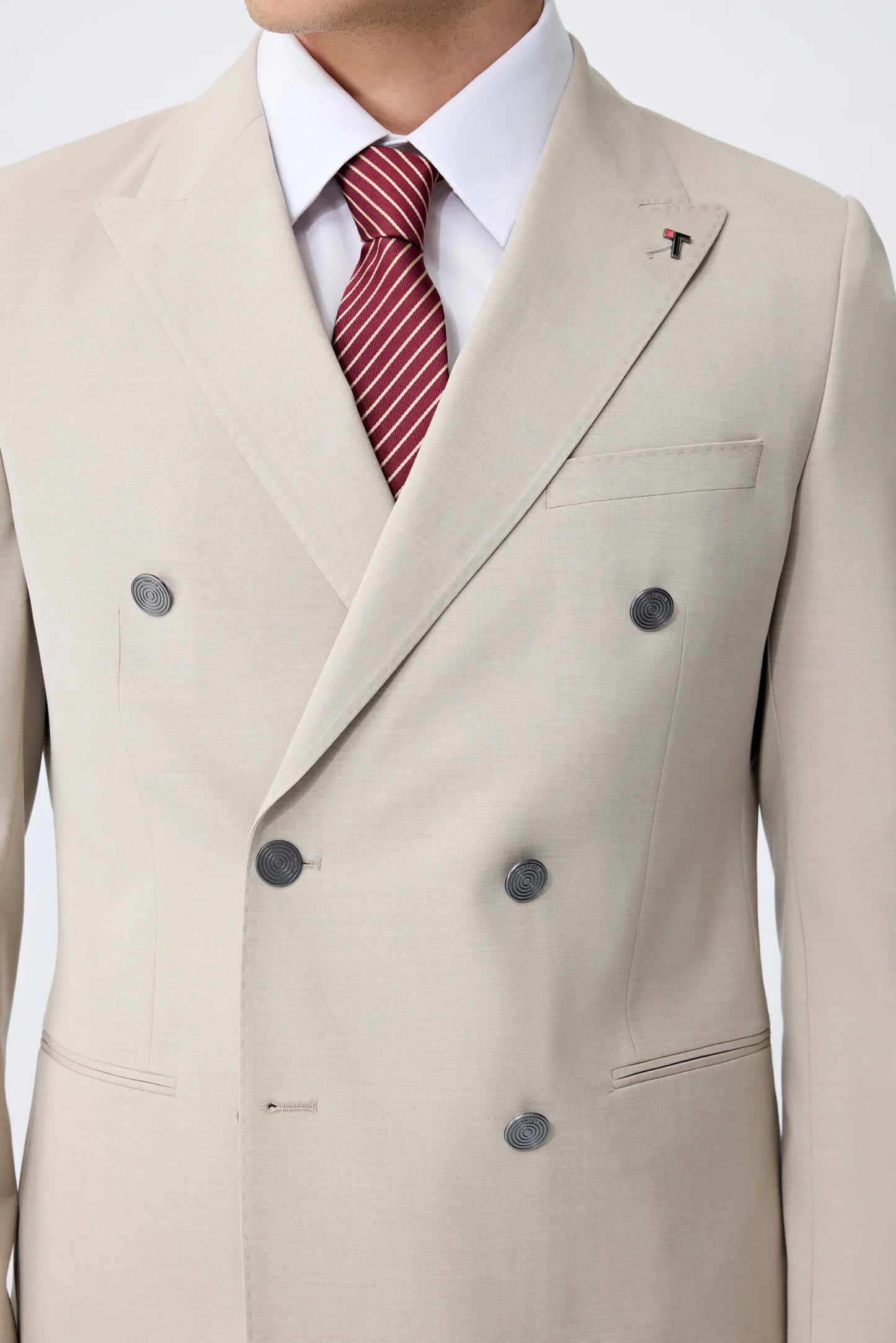 Tween Slim Fit Bej Düz Takim Elbise