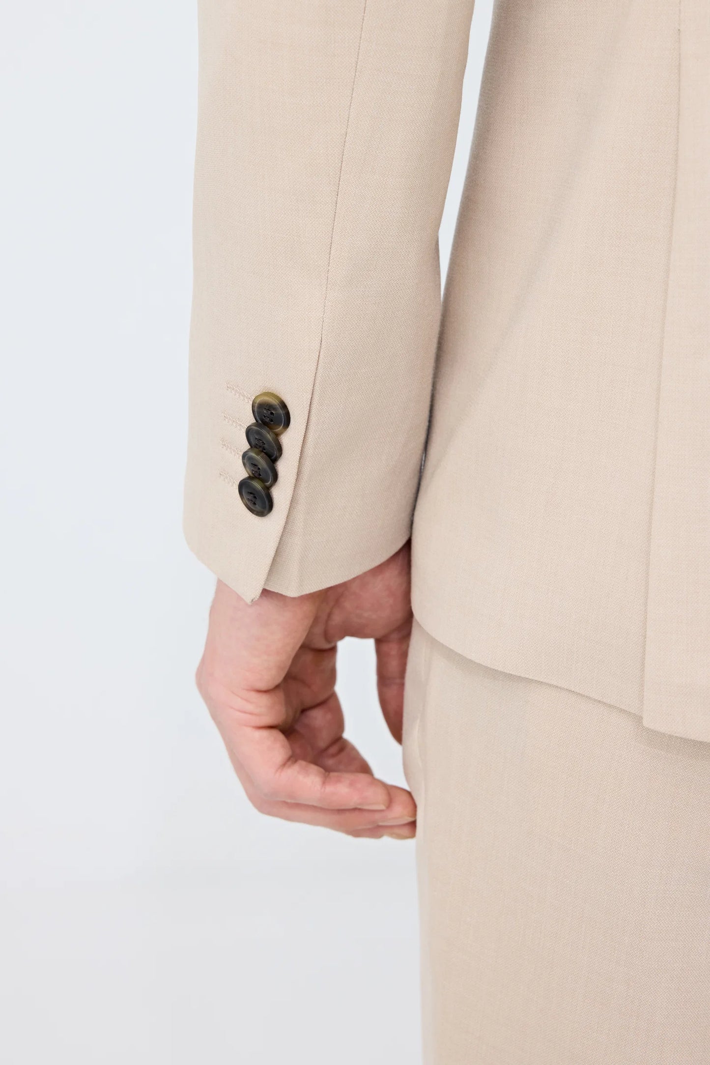 Tween Slim Fit Bej Armürlü Takim Elbise