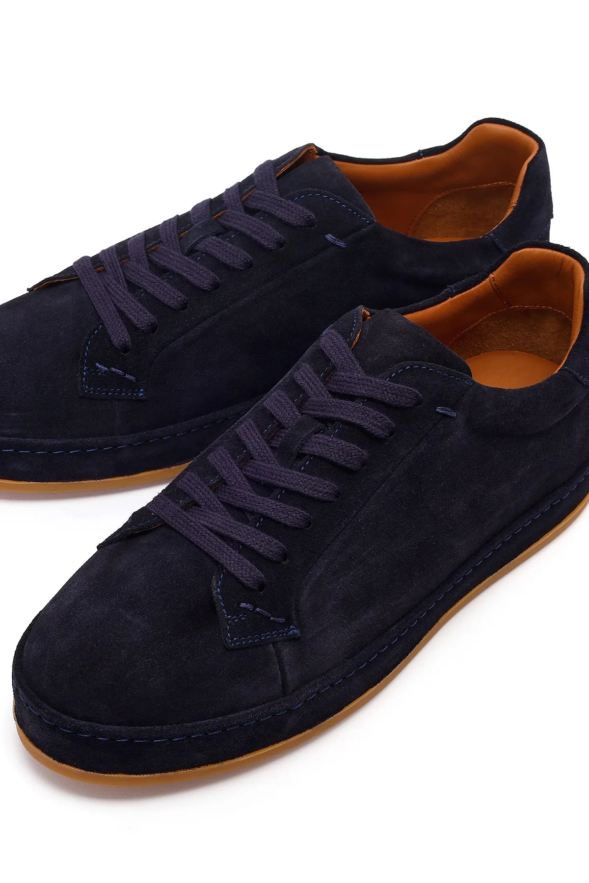 Erkek Lacivert Bağcıklı Süet Deri Sneaker