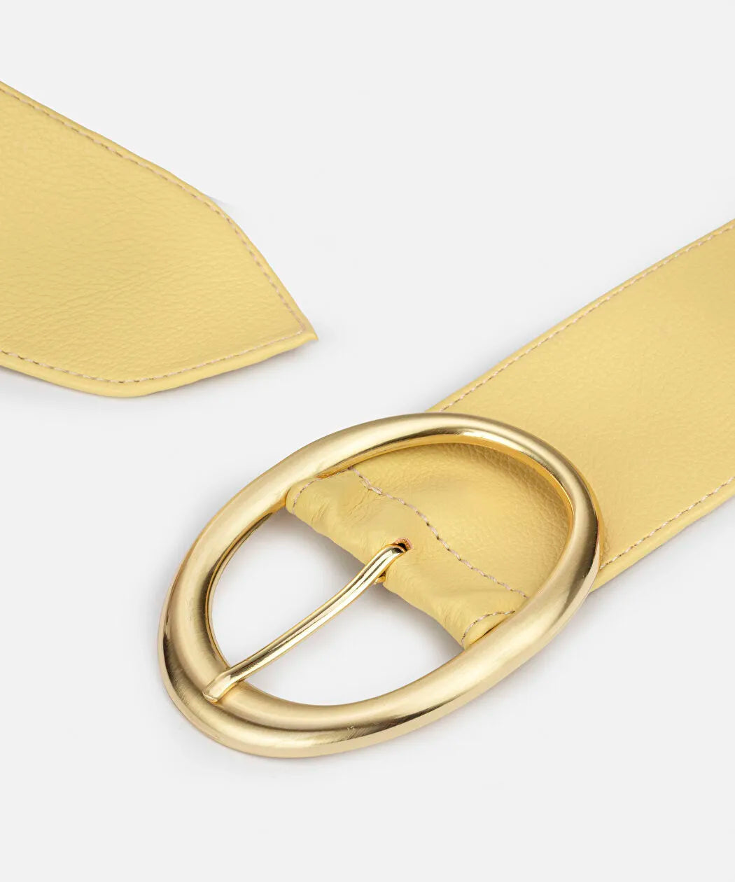 Sarı Oval Metal Tokalı Deri Görünümlü Kemer Is1260053053009 | Ipekyol