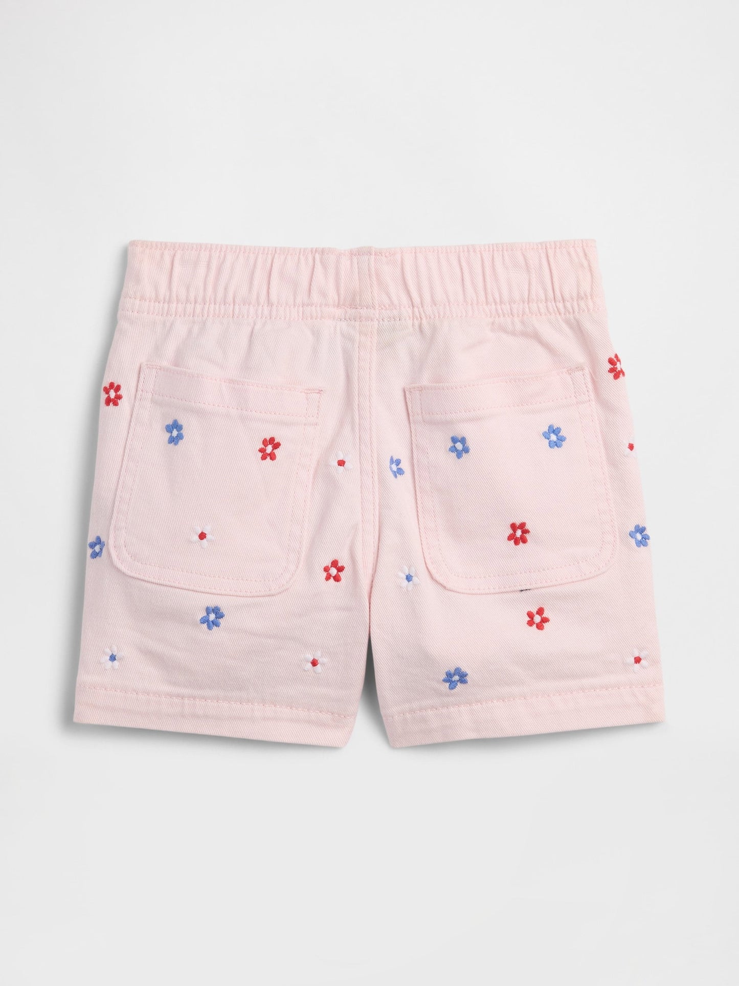 Açık Pembe Pull-on Işlemeli Mom Jean Şort