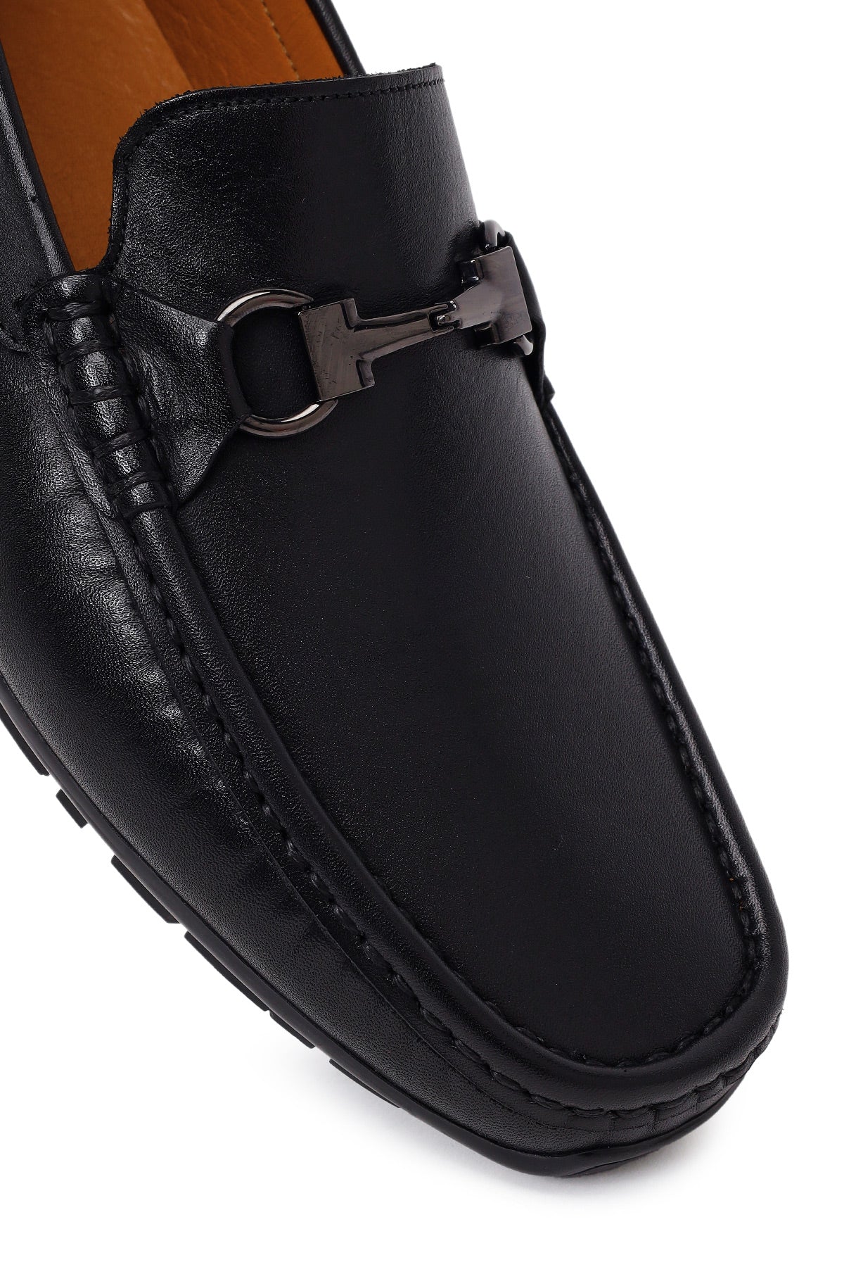 Erkek Siyah Tokalı Deri Loafer
