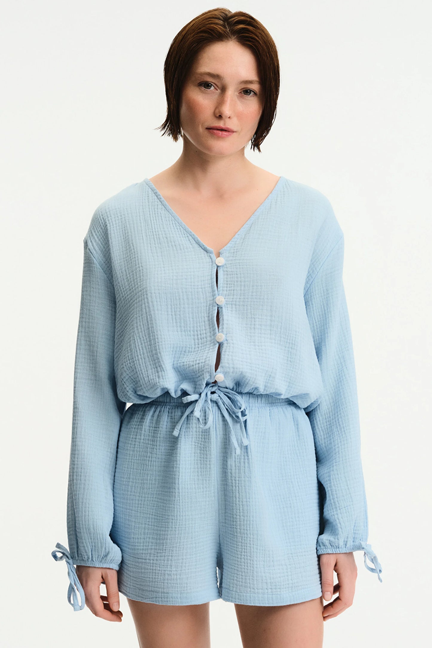 Pastel Mavi Lessi Şort