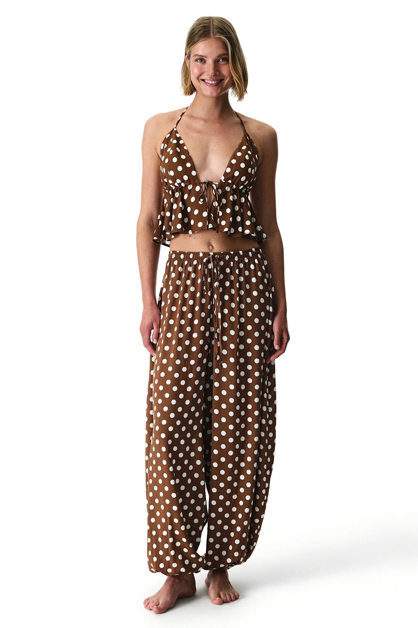 Polka Dot Frill Üst