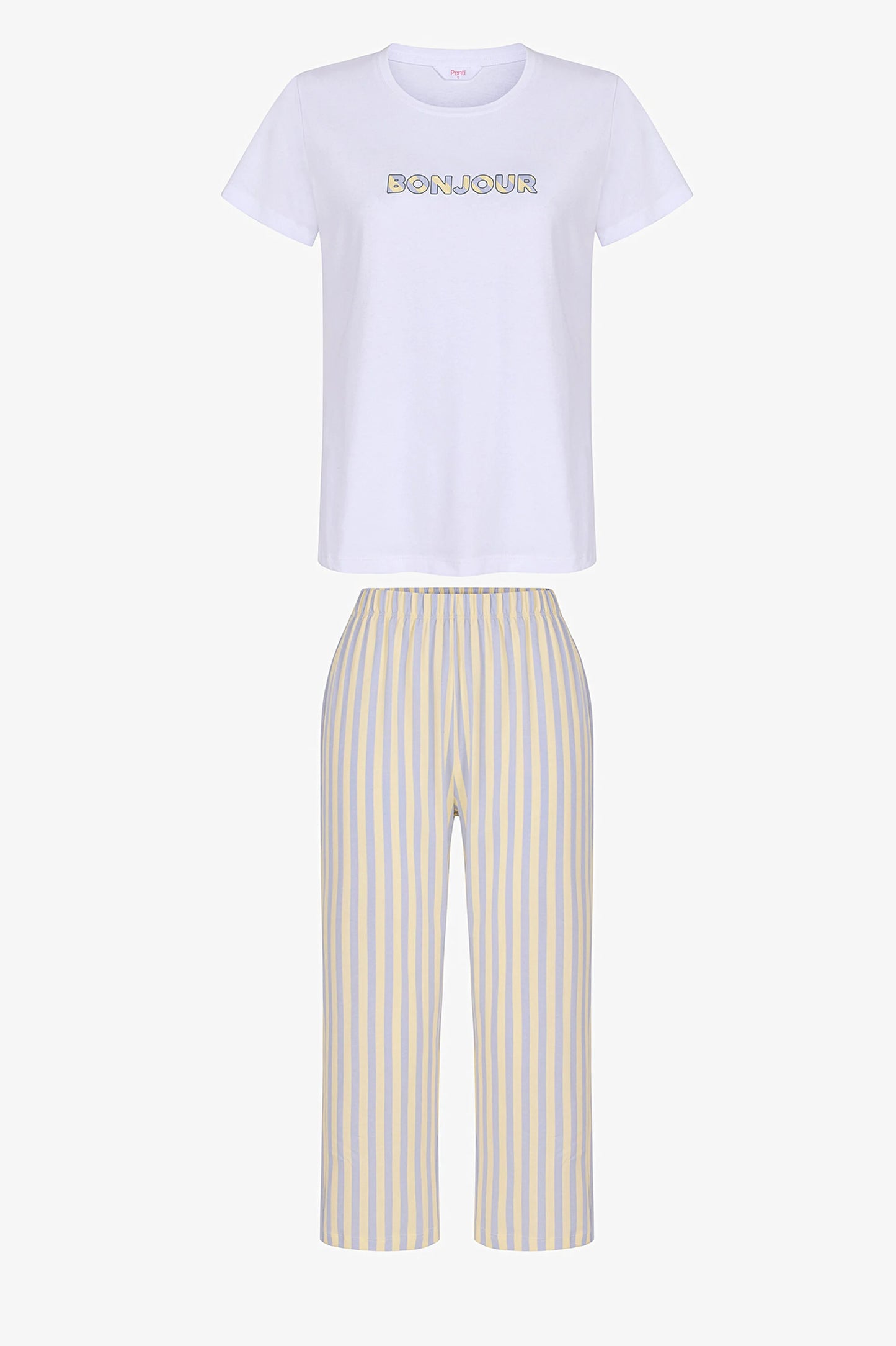 Renkli Ent Bonjour Pamuklu Kapri Pijama Takımı