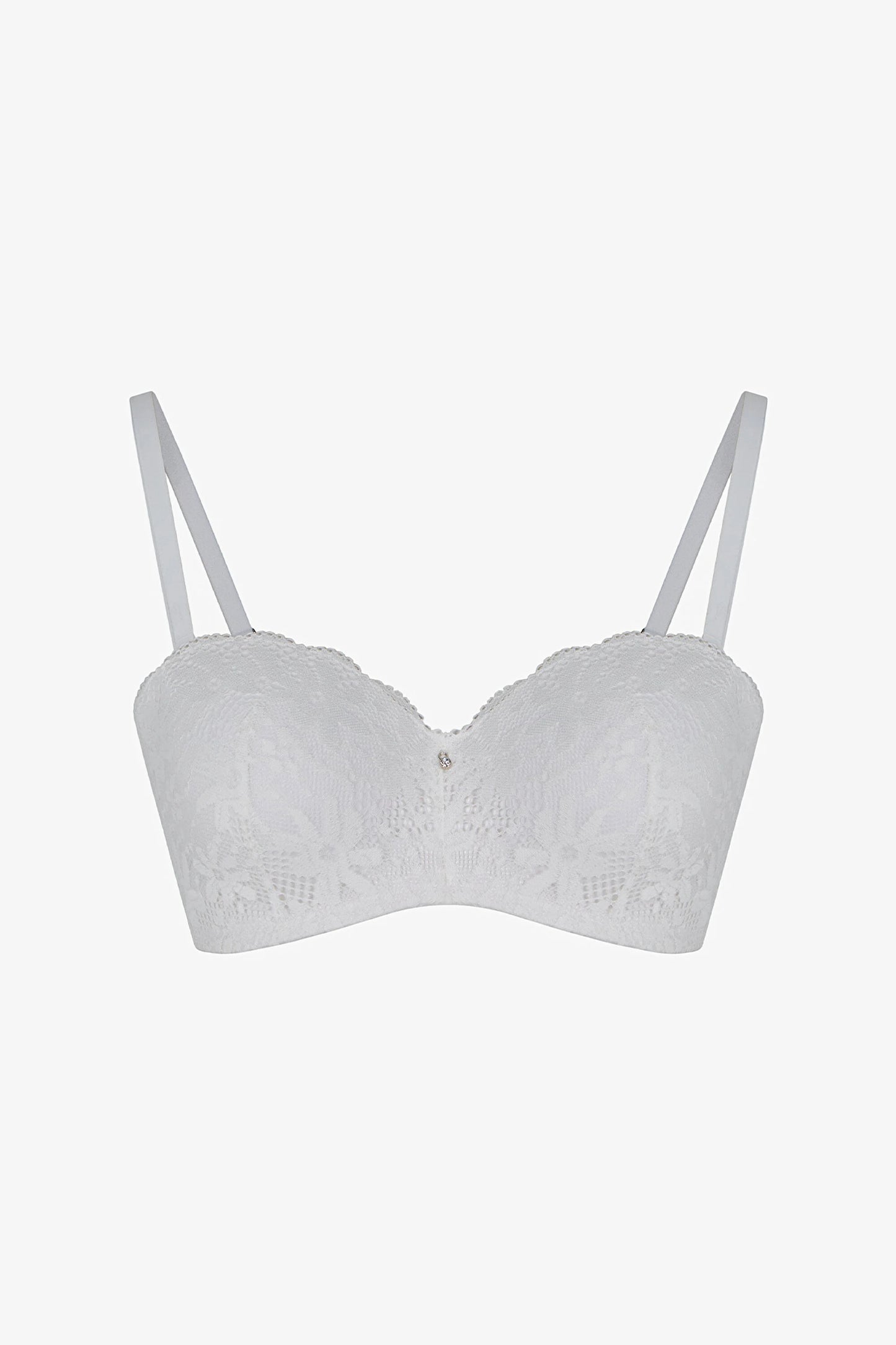 Kırık Beyaz Lotus Straplez Lace Dantel Balenli Sütyen
