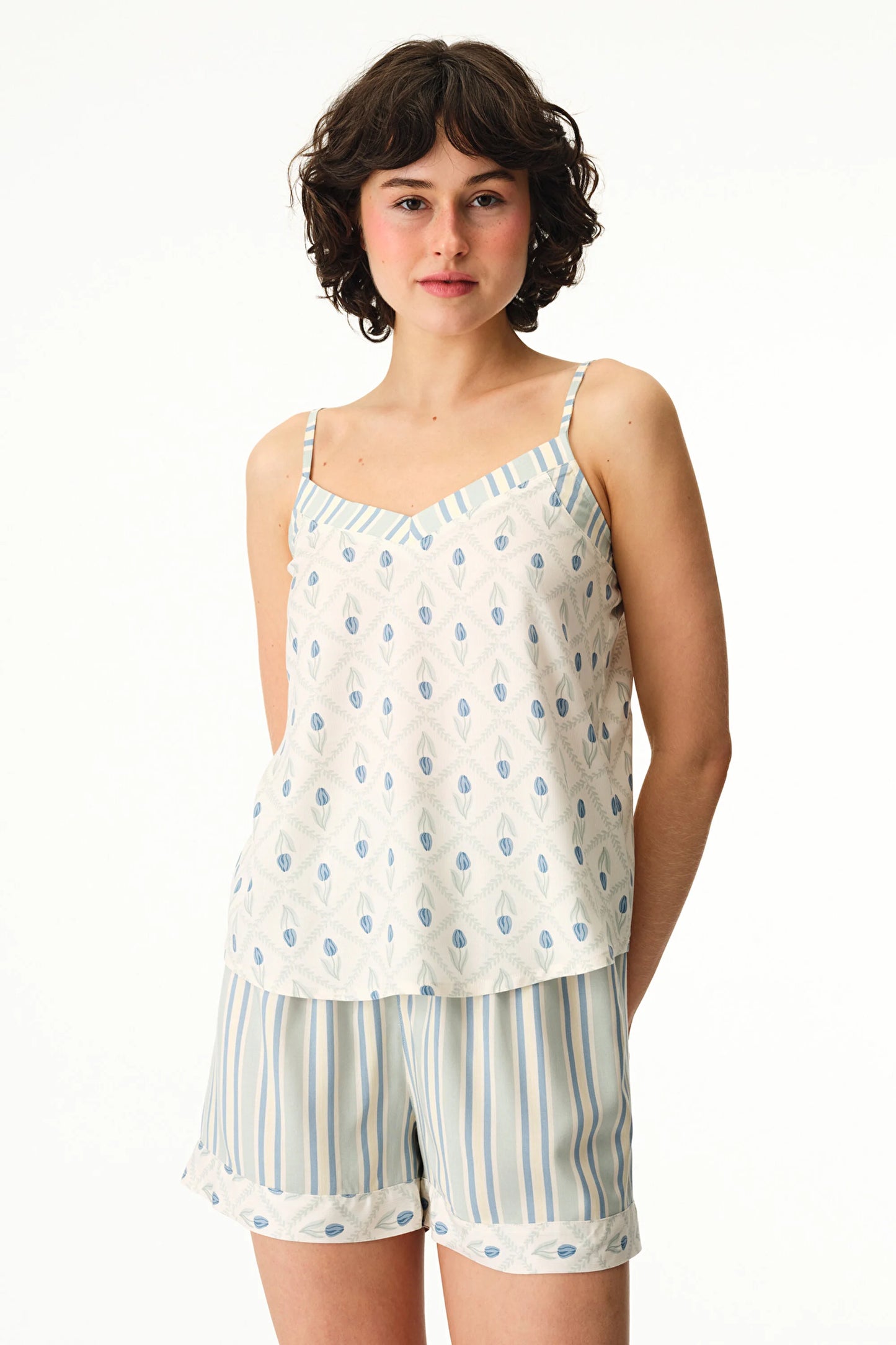 Renkli Serenity Floral Atlet Pijama Üstü
