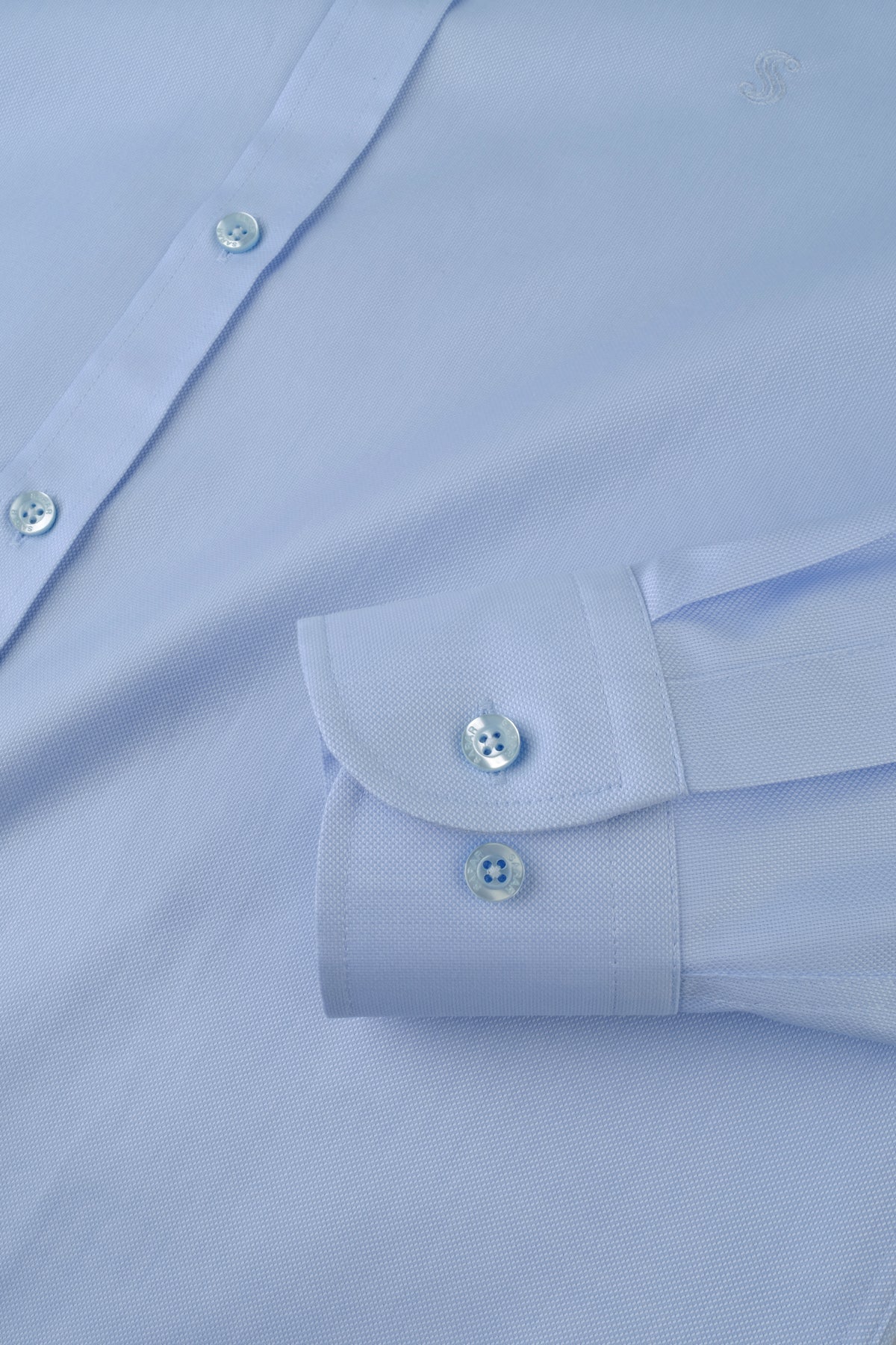 Elvio Easy Iron Slim Fit Açık Mavi Pamuklu Gömlek