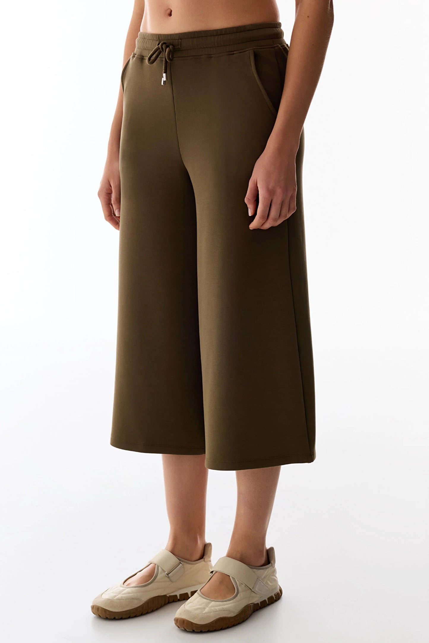 Haki Crop Modal Pantolon