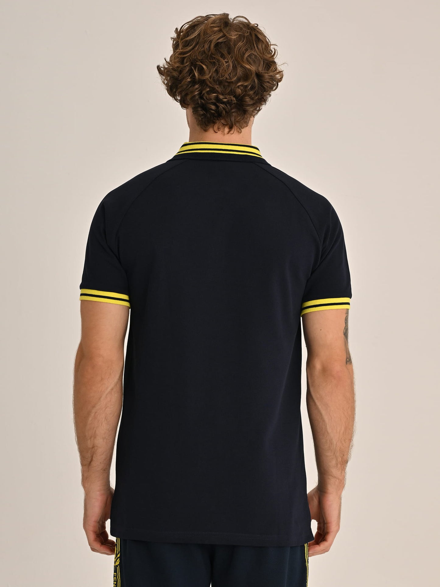 Fenerbahçe Lacivert Tribün Tek Renk Logolu Erkek Polo Tshirt