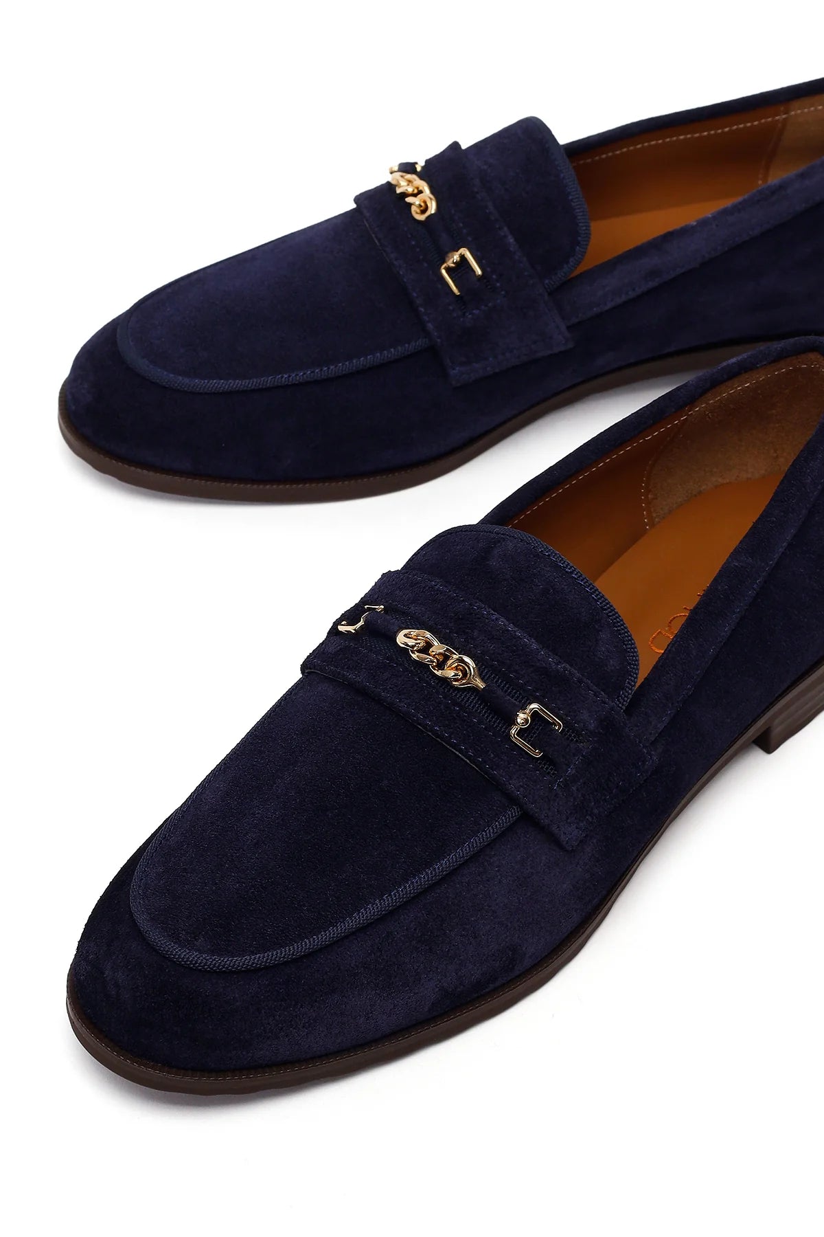 Kadın Lacivert Tokalı Süet Deri Maskülen Loafer