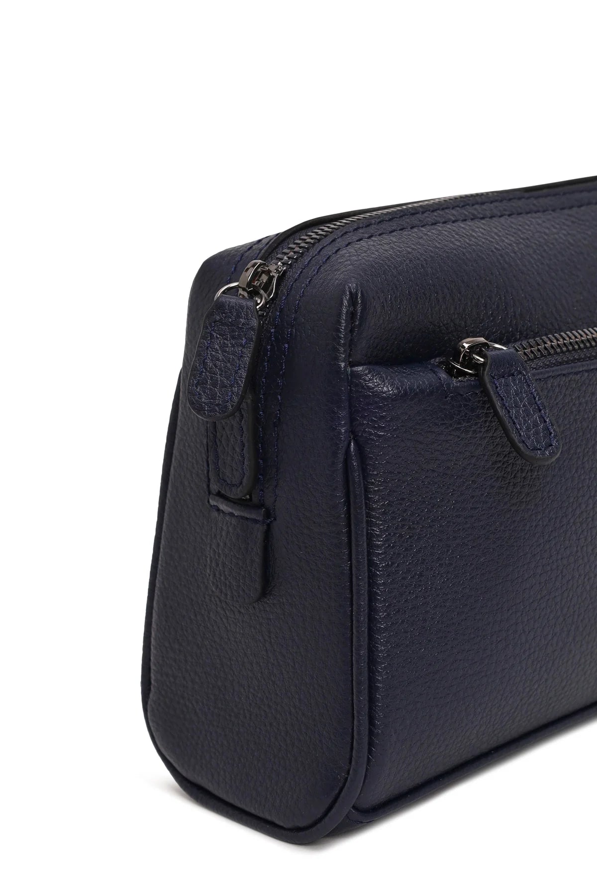 Erkek Lacivert Deri Mini El Çantası
