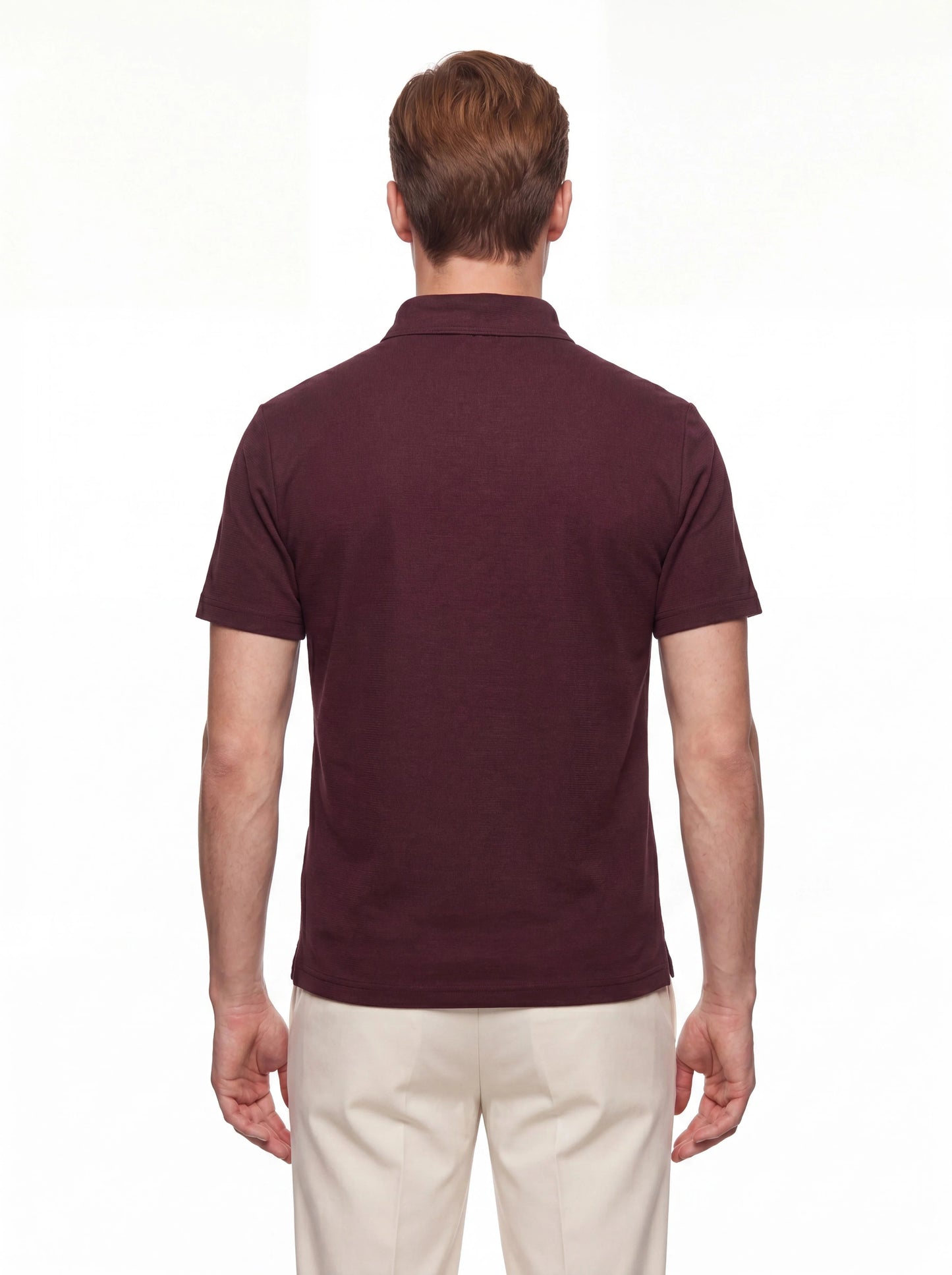 Slim Fit Pamuklu Kıvrılmaz Polo Yaka Bordo Tişört Ts 928