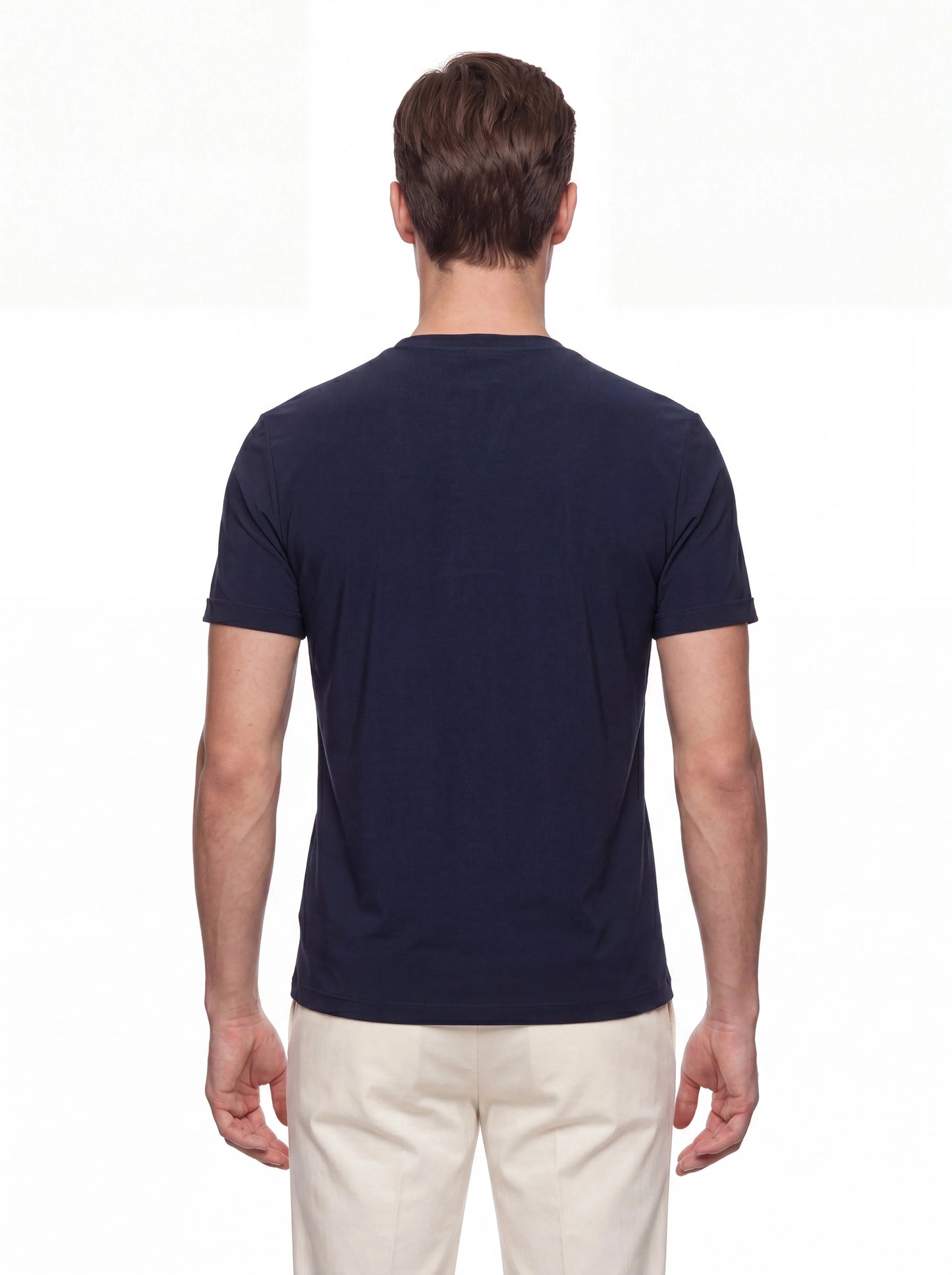 Comfort Fit Pamuklu Bisiklet Yaka Lacivert Tişört Ts 929