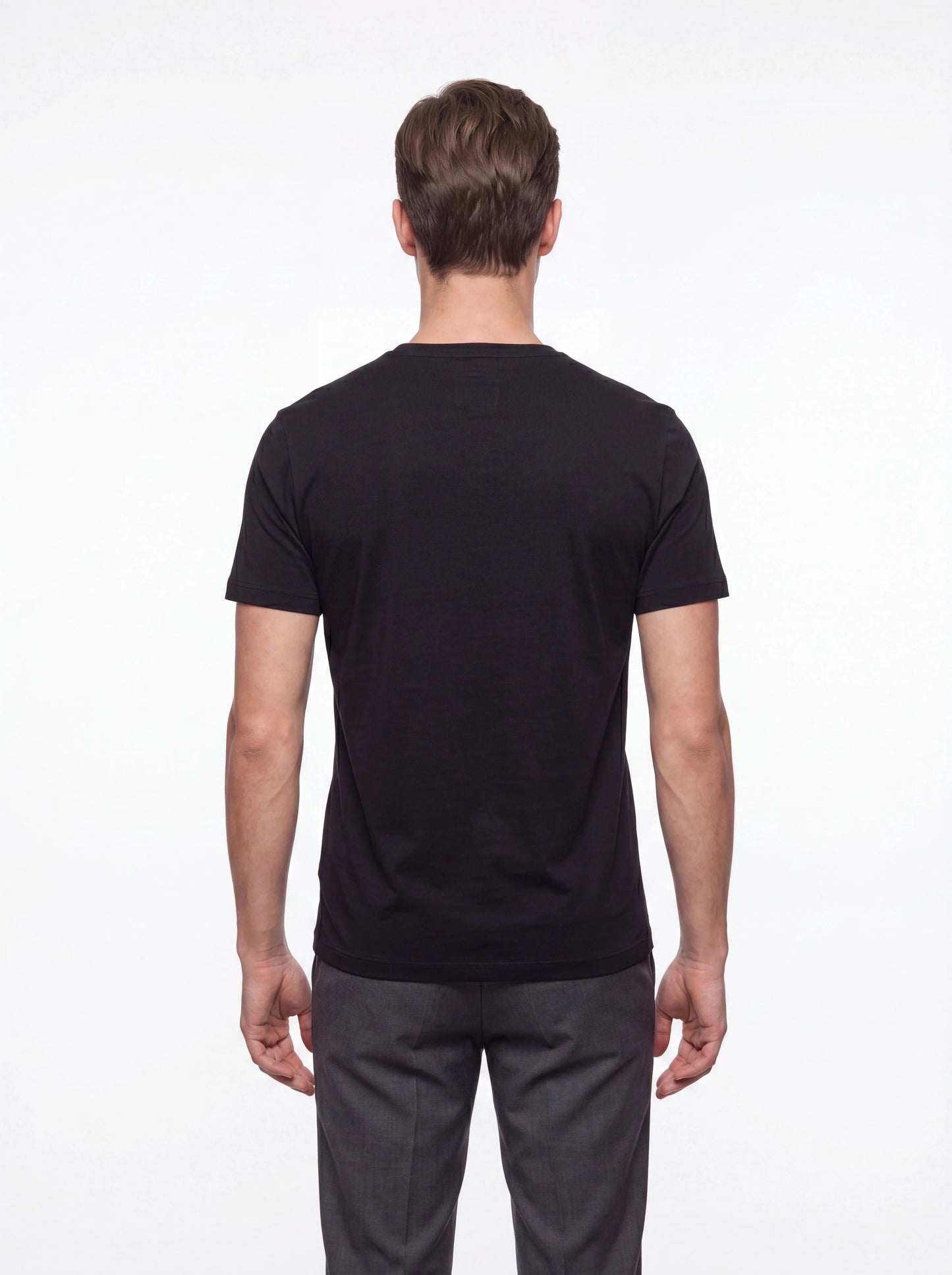 Comfort Fit Pamuklu Modal Kumaş Bisiklet Yaka Siyah Tişört Ts 924