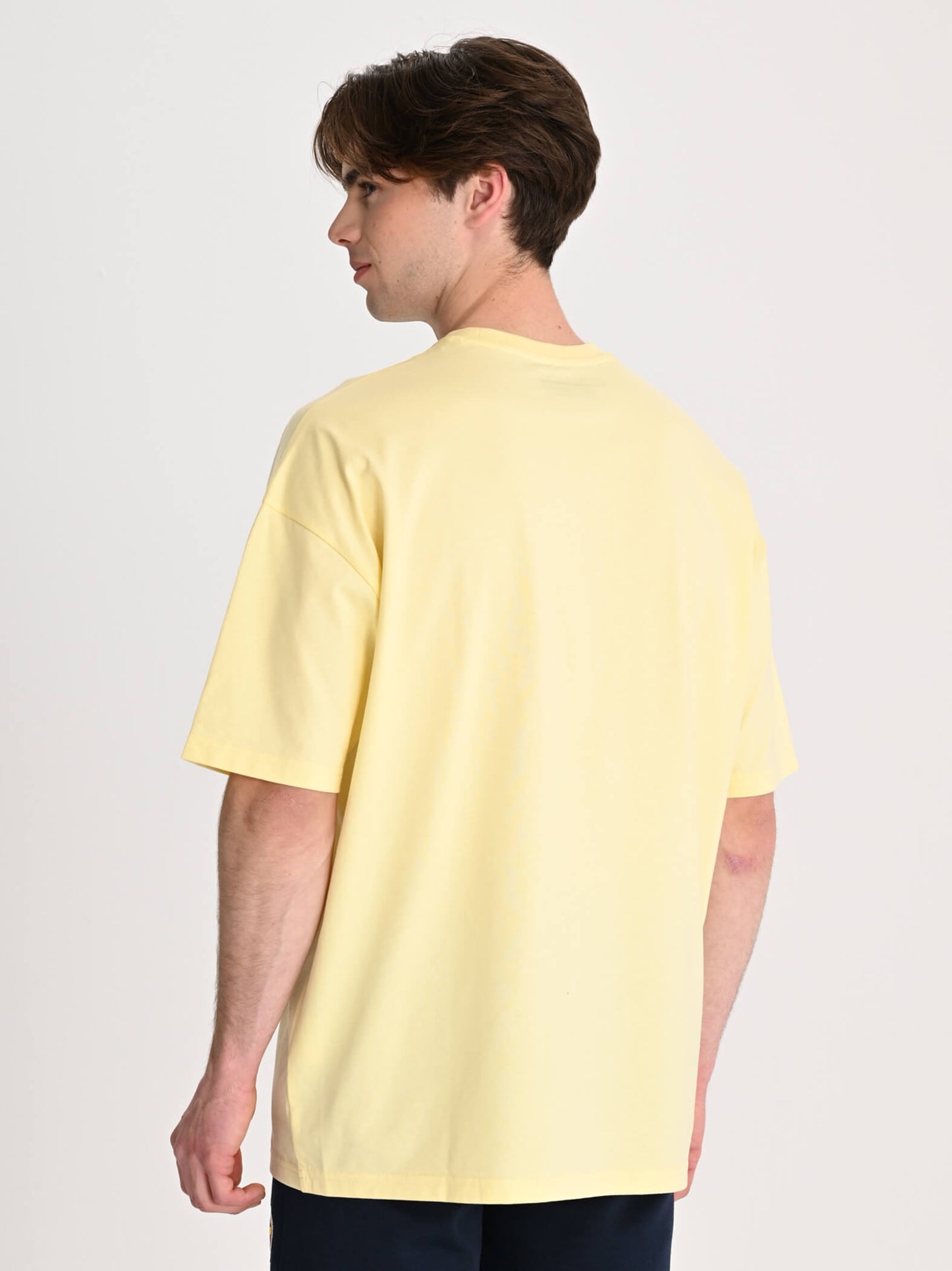 Fenerbahçe Sarı Trend Fırça Detaylı Logolu Erkek Oversize Tshirt