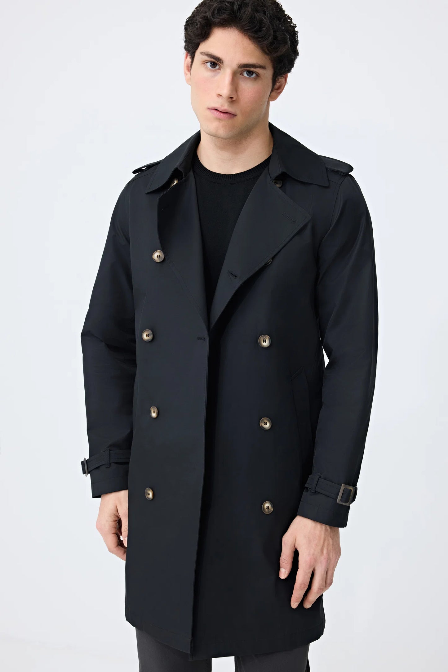 Tween Slim Fit Siyah Pardösü/trenckot