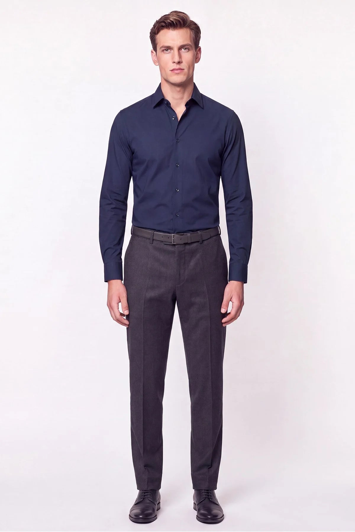 Slim Fit Pamuklu Lacivert Gömlek G 1607