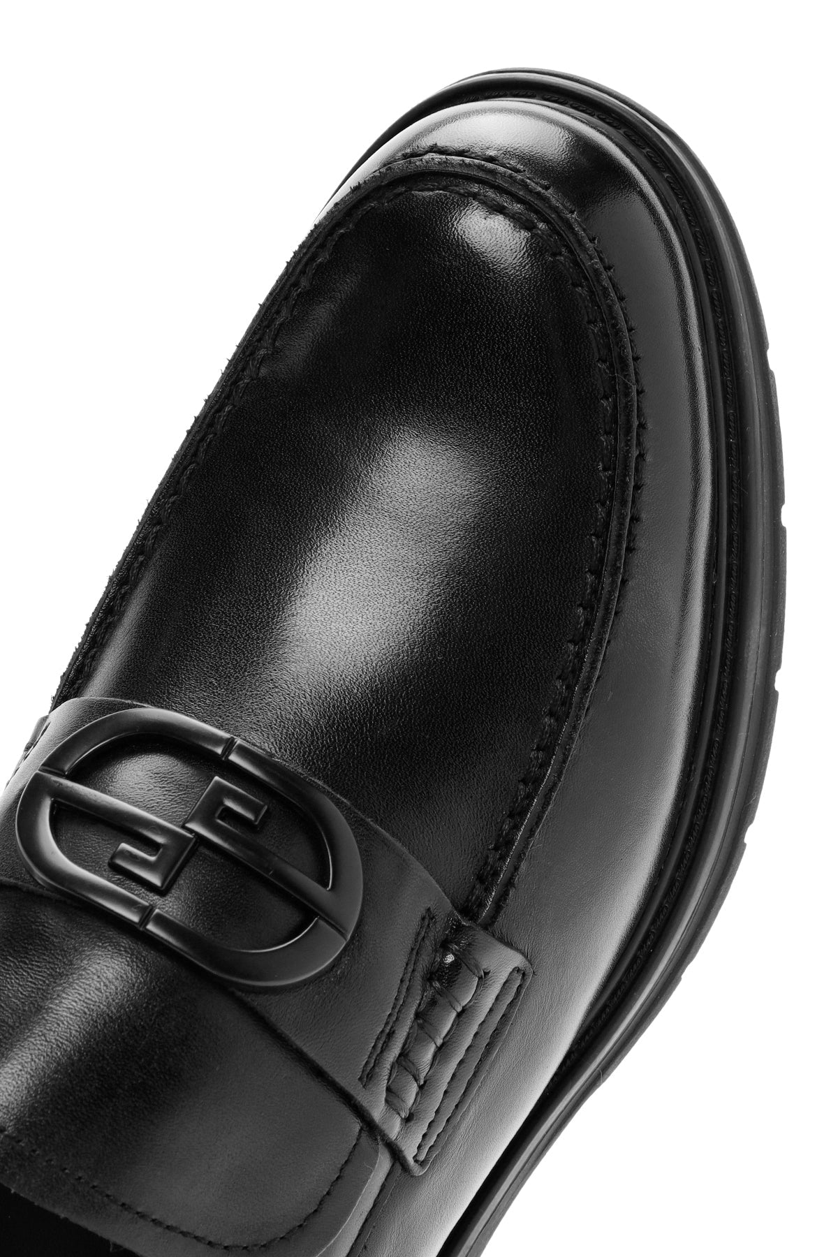 Erkek Siyah Tokalı Deri Casual Loafer