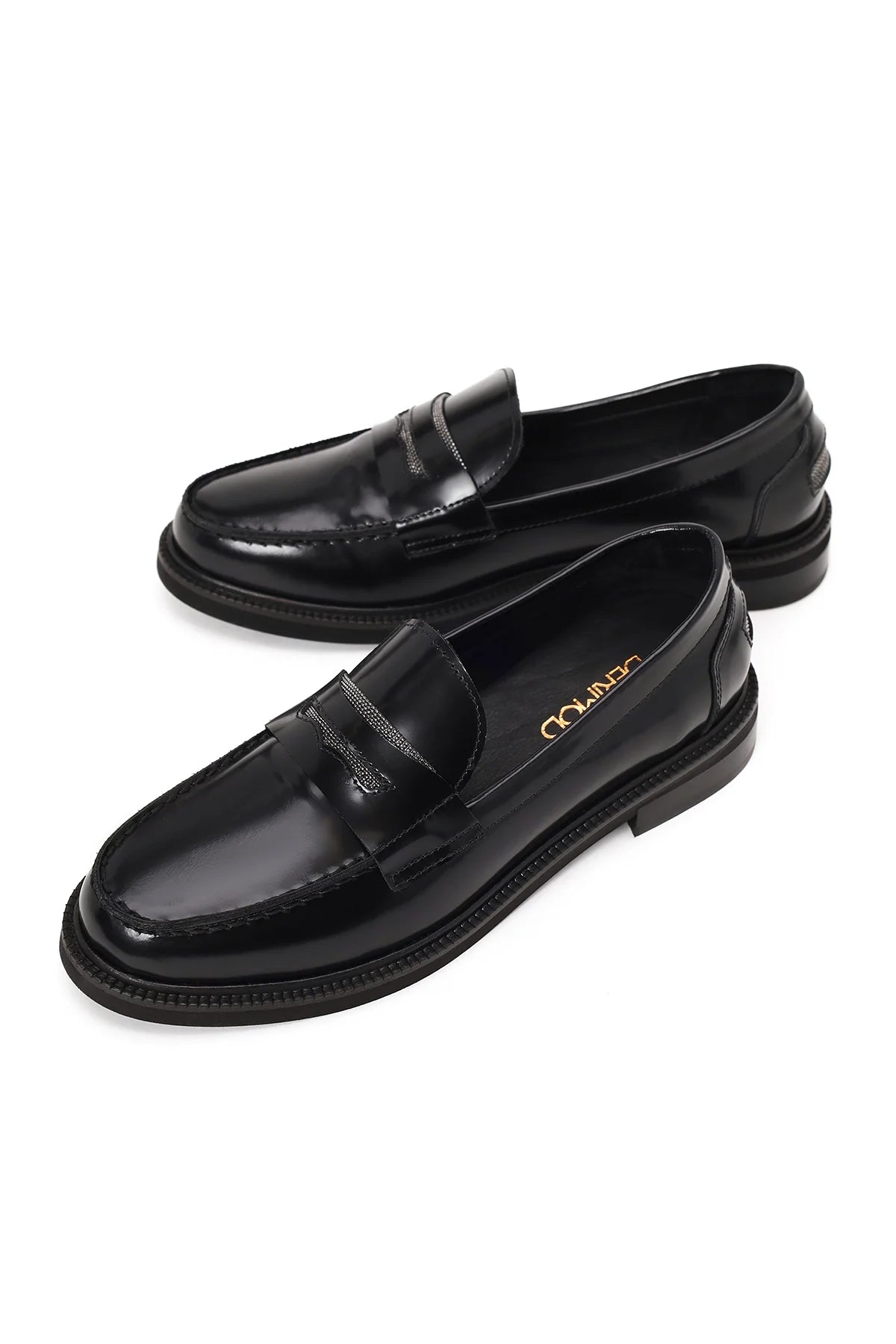 Kadın Siyah Deri Maskülen Loafer