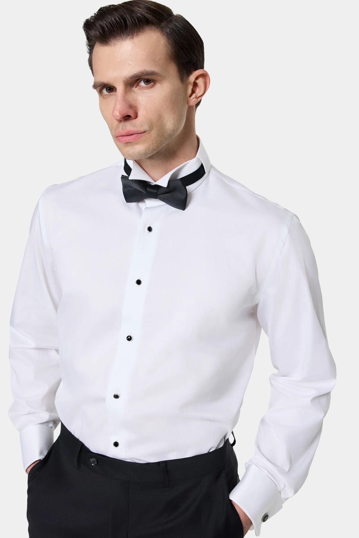 Damat Slim Fit Beyaz Düz Smokin Gömlek