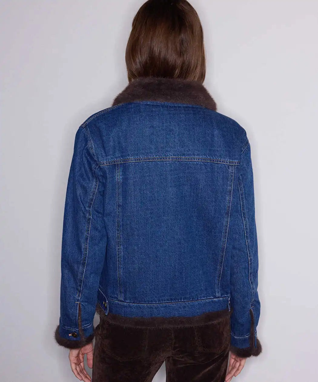 Mavi Suni Kürklü Denim Mont Iw6260012407629 | Ipekyol