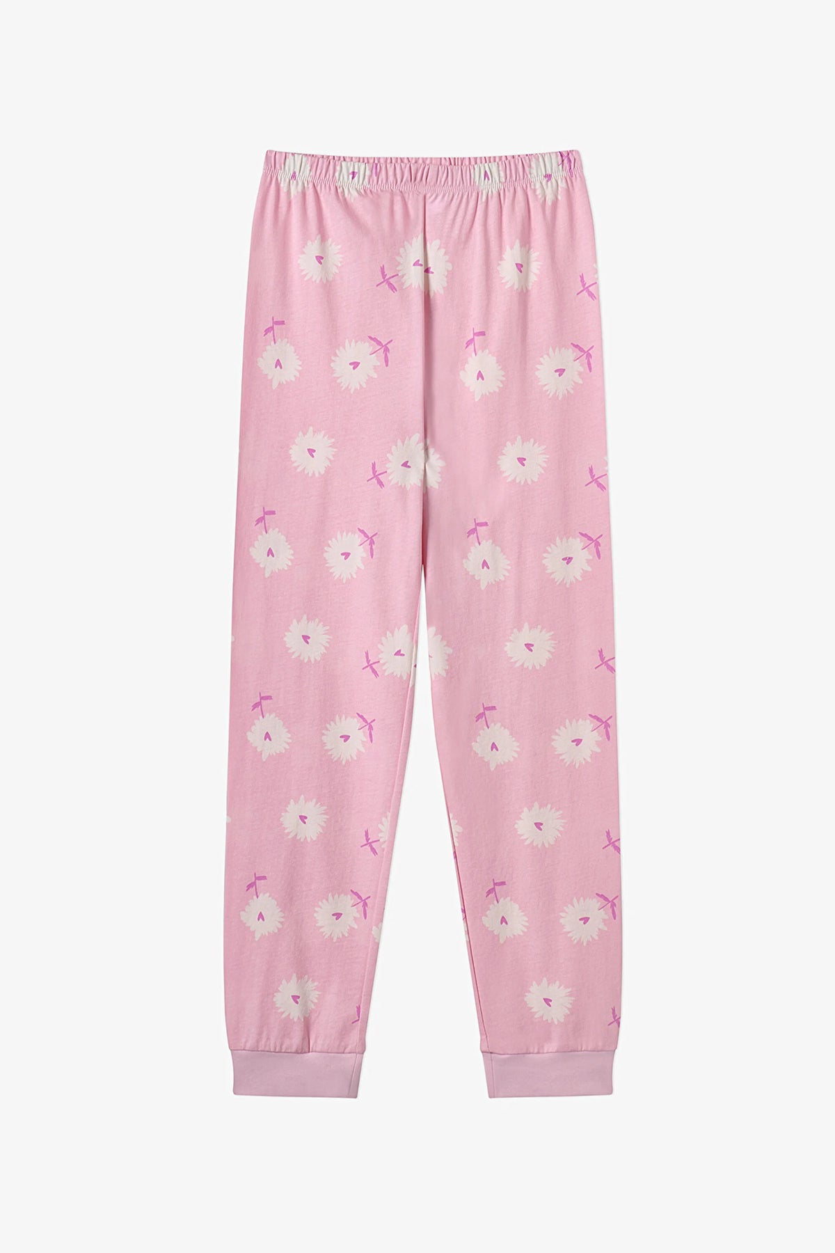 Kız Çocuk Pembe Love&peace Pamuklu Uzun Kollu 2'li Pijama Takımı