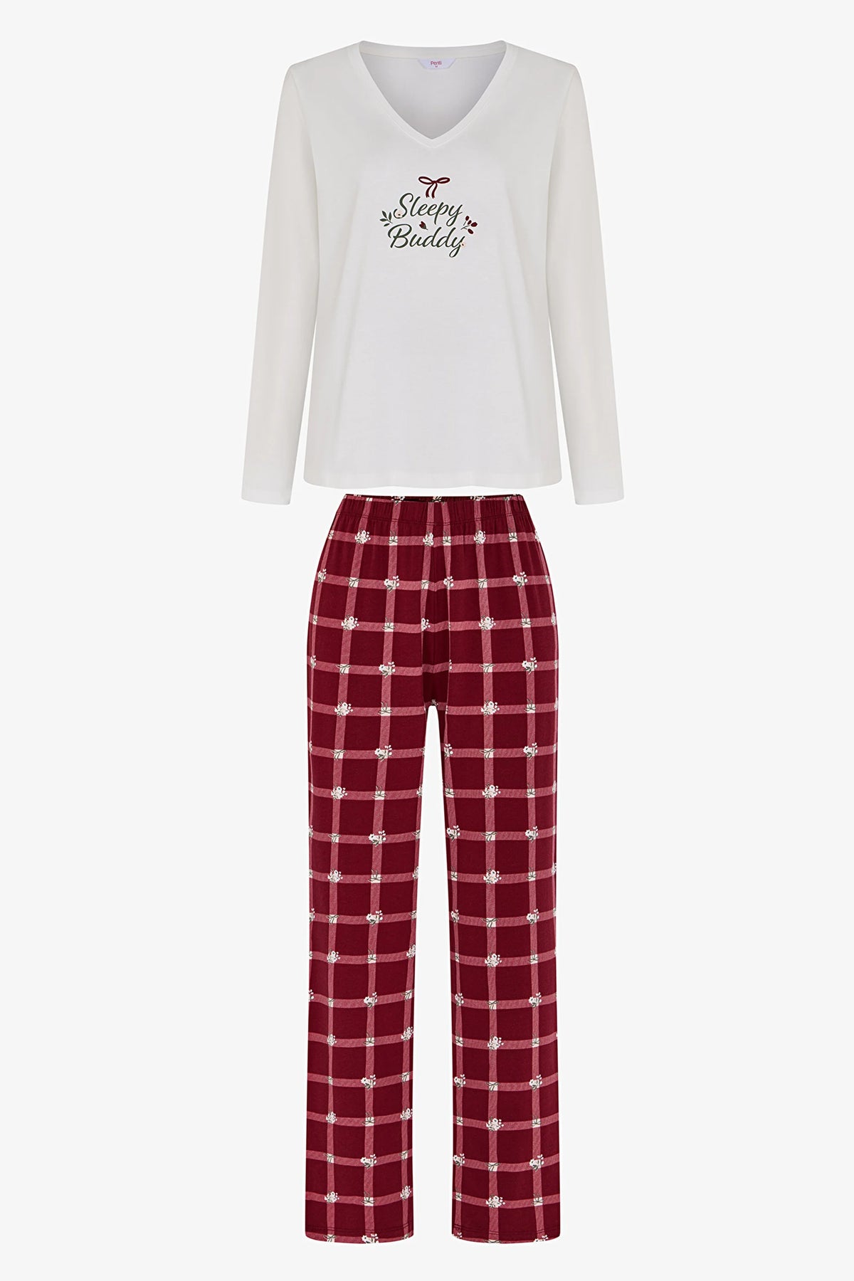 Sleepy Çiçekli Uzun Kollu Pantolon Pijama Takımı