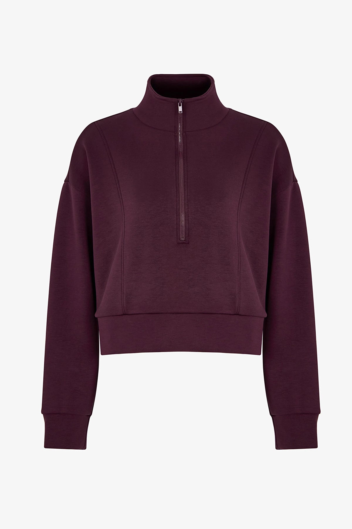 Bordo Ipeksi Dokunuş Silky Touch Yarım Fermuarlı Sweatshirt